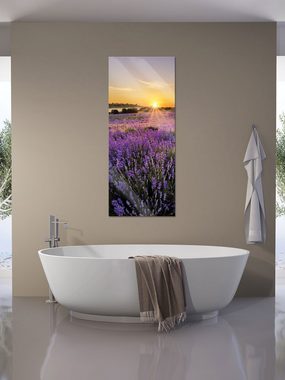 Pixxprint Glasbild Lavendelfeld in Frankreich, Lavendelfeld in Frankreich (1 St), Glasbild aus Echtglas, inkl. Aufhängungen und Abstandshalter