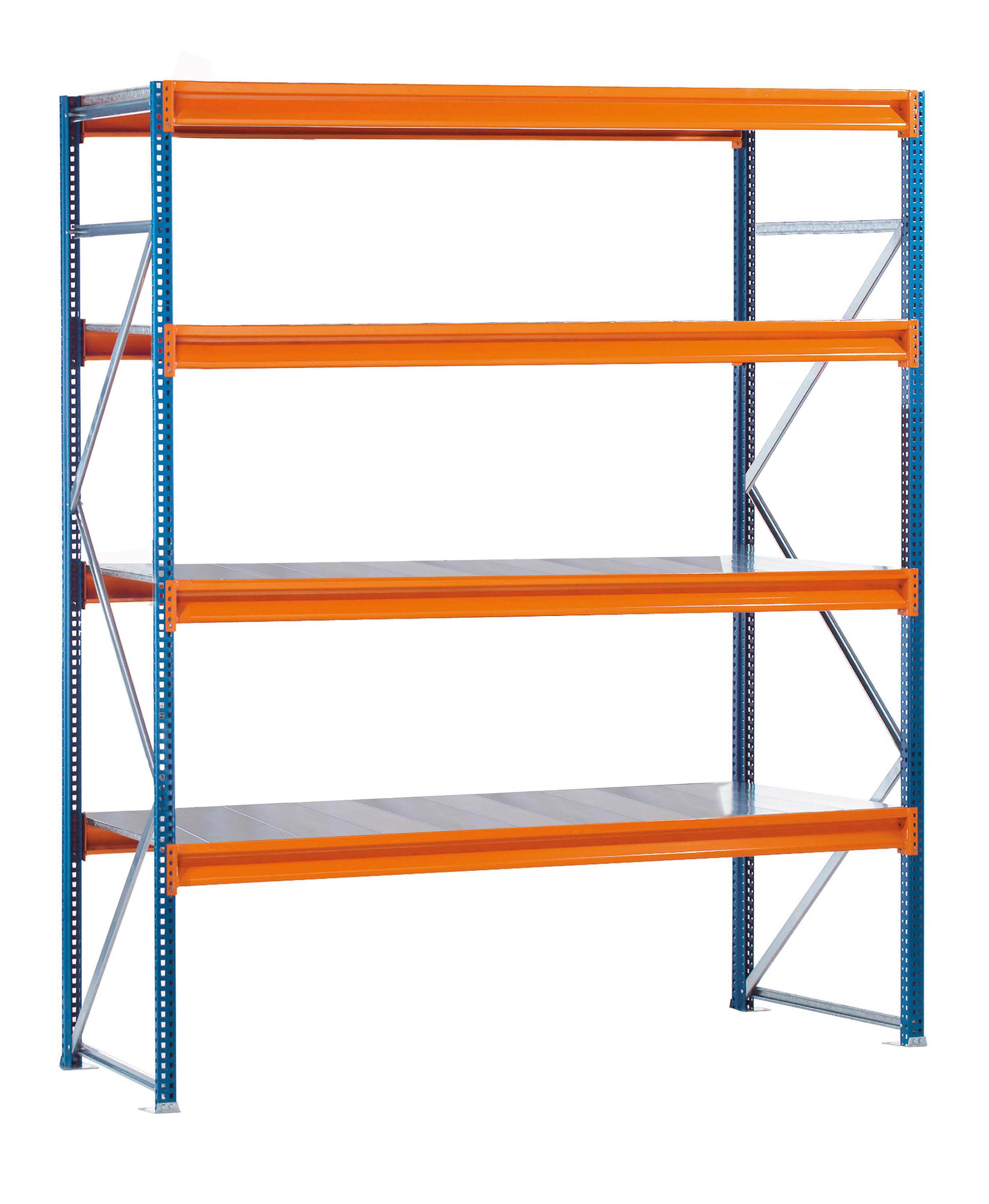 Steckregal GR, Weitspannregal mit Stahlpaneelen W 100, 2500 x 2140 x 600 mm
