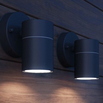 vidaXL Außen-Wandleuchte LED Außenwandleuchten 2 Stk. Edelstahl Abwärtsstrahlend