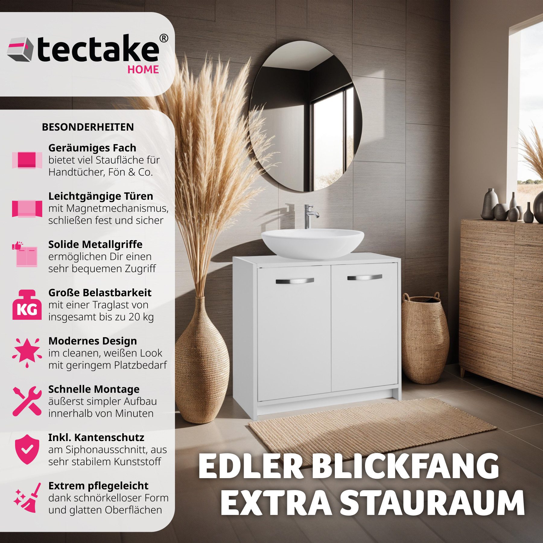 tectake Waschbeckenunterschrank Badezimmerschrank Katalina, geräumig, Belas günstig online kaufen