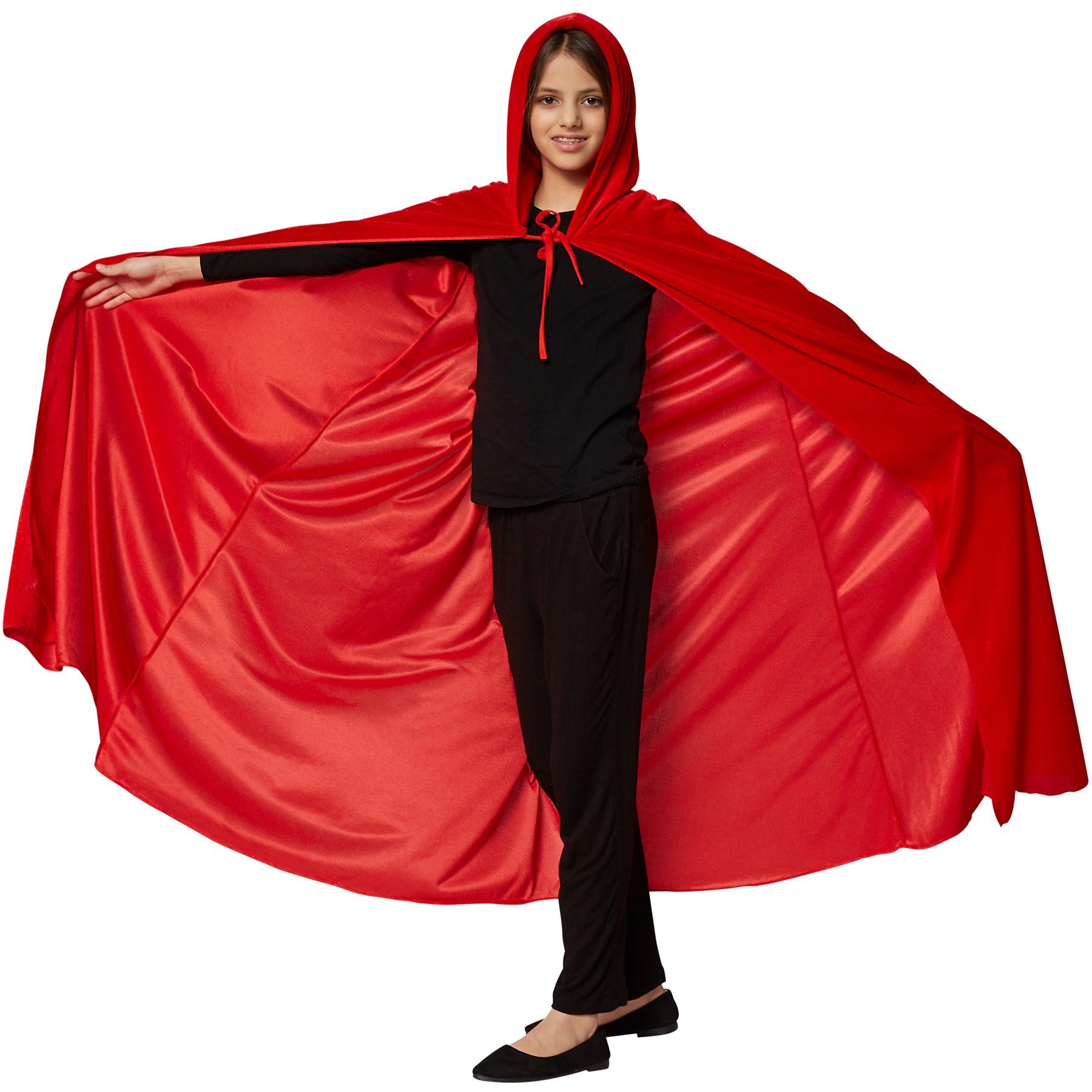 dressforfun Umhang Kinderkostüm Mystischer Umhang mit Kapuze, Ärmelloser, langer Umhang zum Schnüren