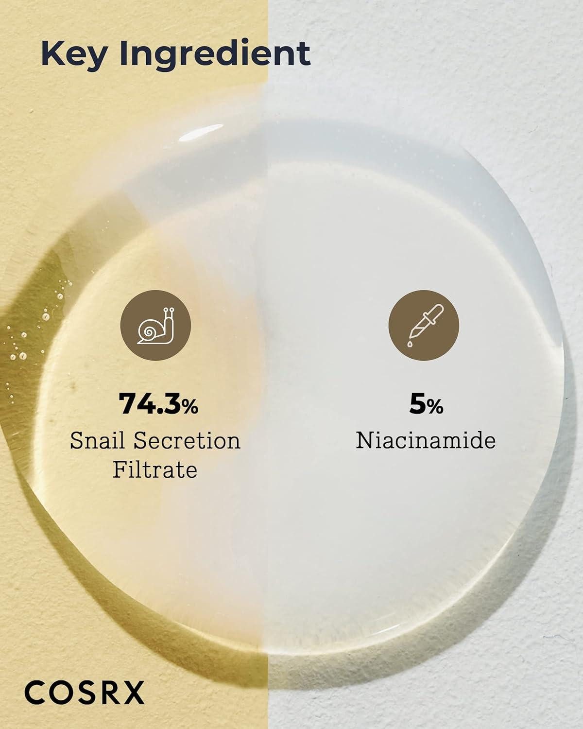 Cosrx Augencreme COSRX Advanced Snail Radiance Dual Essence 80ml, Augenpflege-Creme, mit Schneckenschleim, sanft zur Augenpartie, Anti-Aging-Wirkung