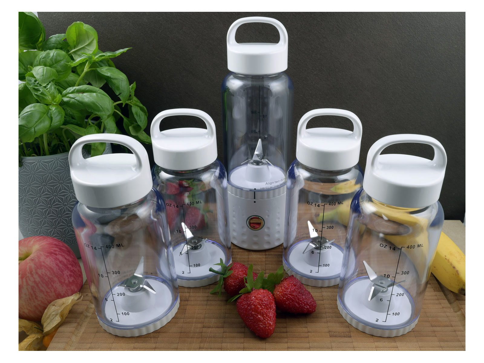 vitaliano Akku-Smoothie-Maker VTMMX500W, 75 W, wechselbare Flasche, dt. Bedienungsanleitung, USB