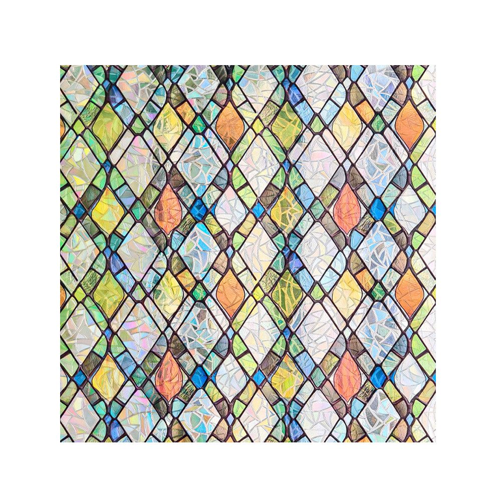 Agger Fensterfolie Fenster-Sichtschutzfolie – Statisch haftende, dekorative-Folie, Klebstofffreie 3D-Regenbogen-Milchglasfolie mit UV-Schutz
