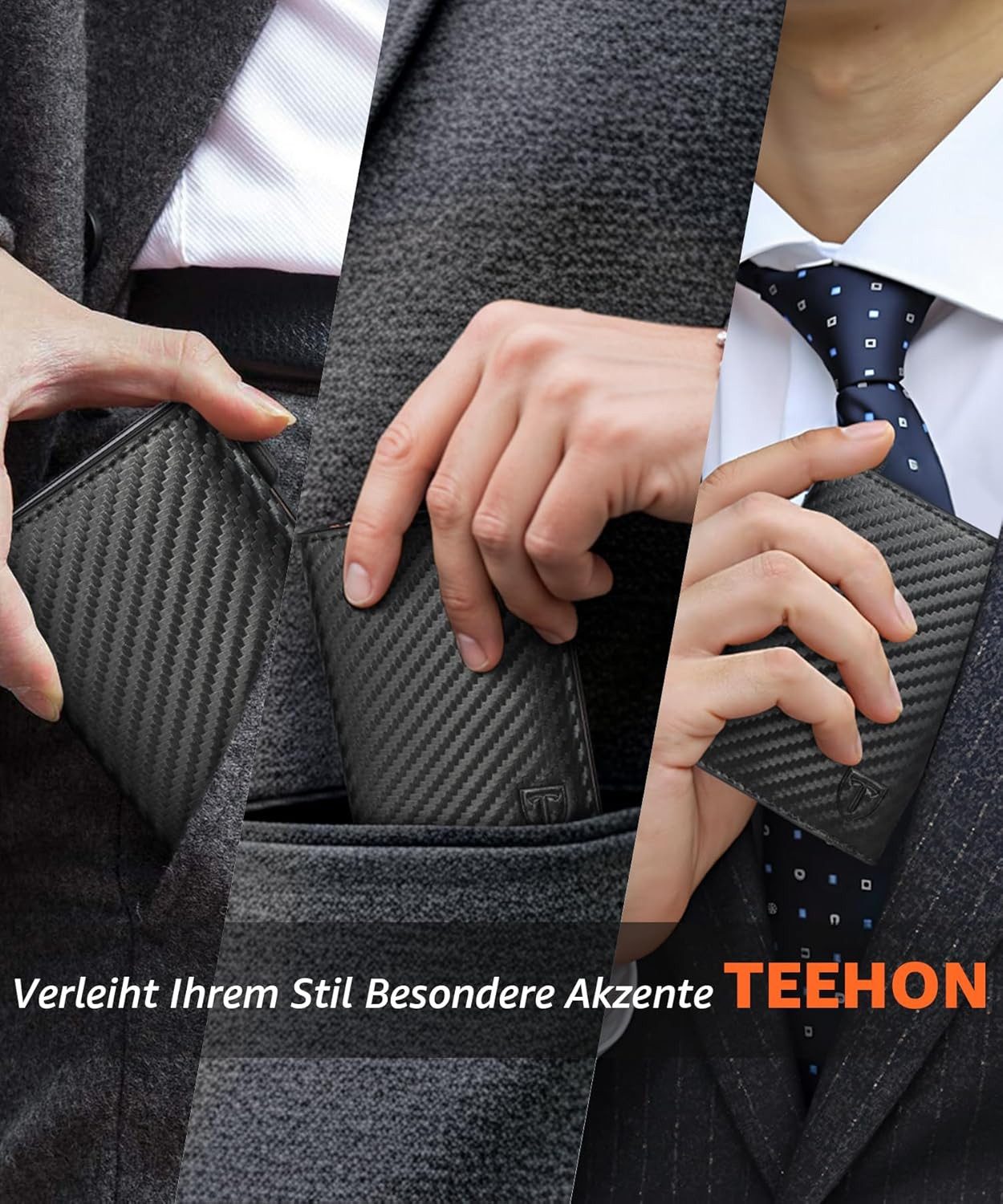 TEEHON Geldbörse Magnetischer Slim Wallet mit Münzfach&RFID Schutz&ID ...