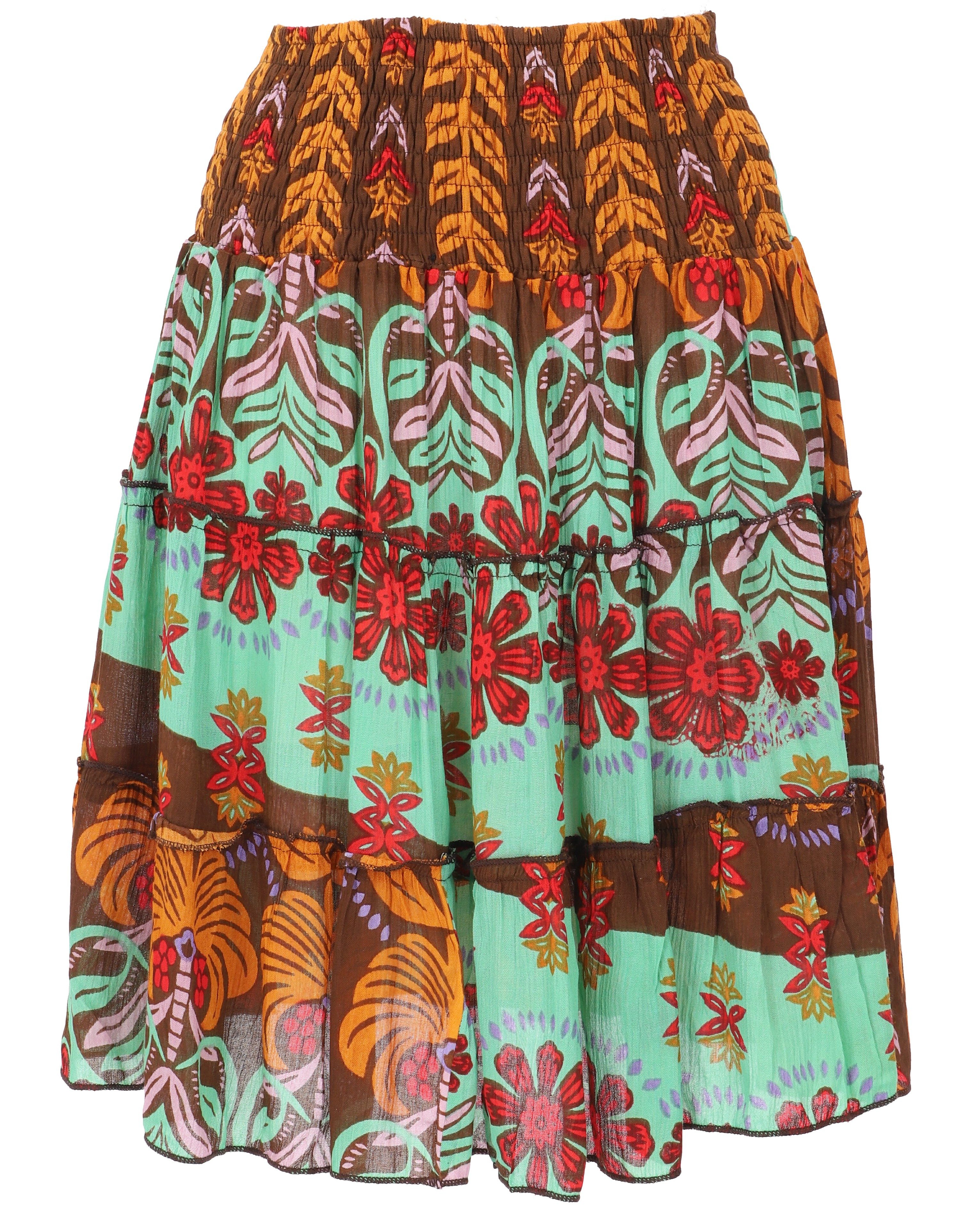 Guru-Shop Minirock Leichter Retro Minirock, Boho Sommerrock - currry alternative Bekleidung – Bild 5 von 5