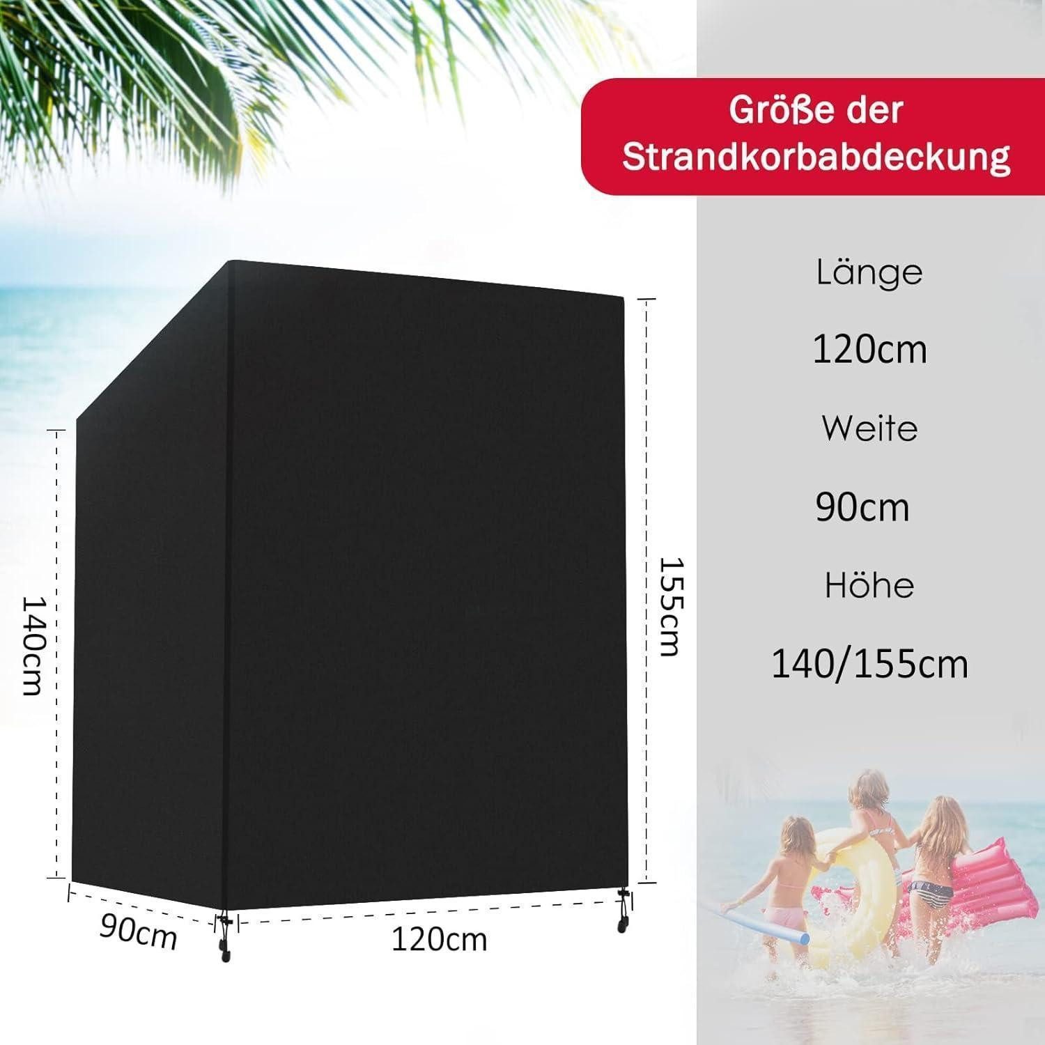 LuxusKollektion Strandkorb-Schutzhülle Strandkorbhülle 420D Oxford Schwarz 420D Oxford-120 x 90 x 155 140cm