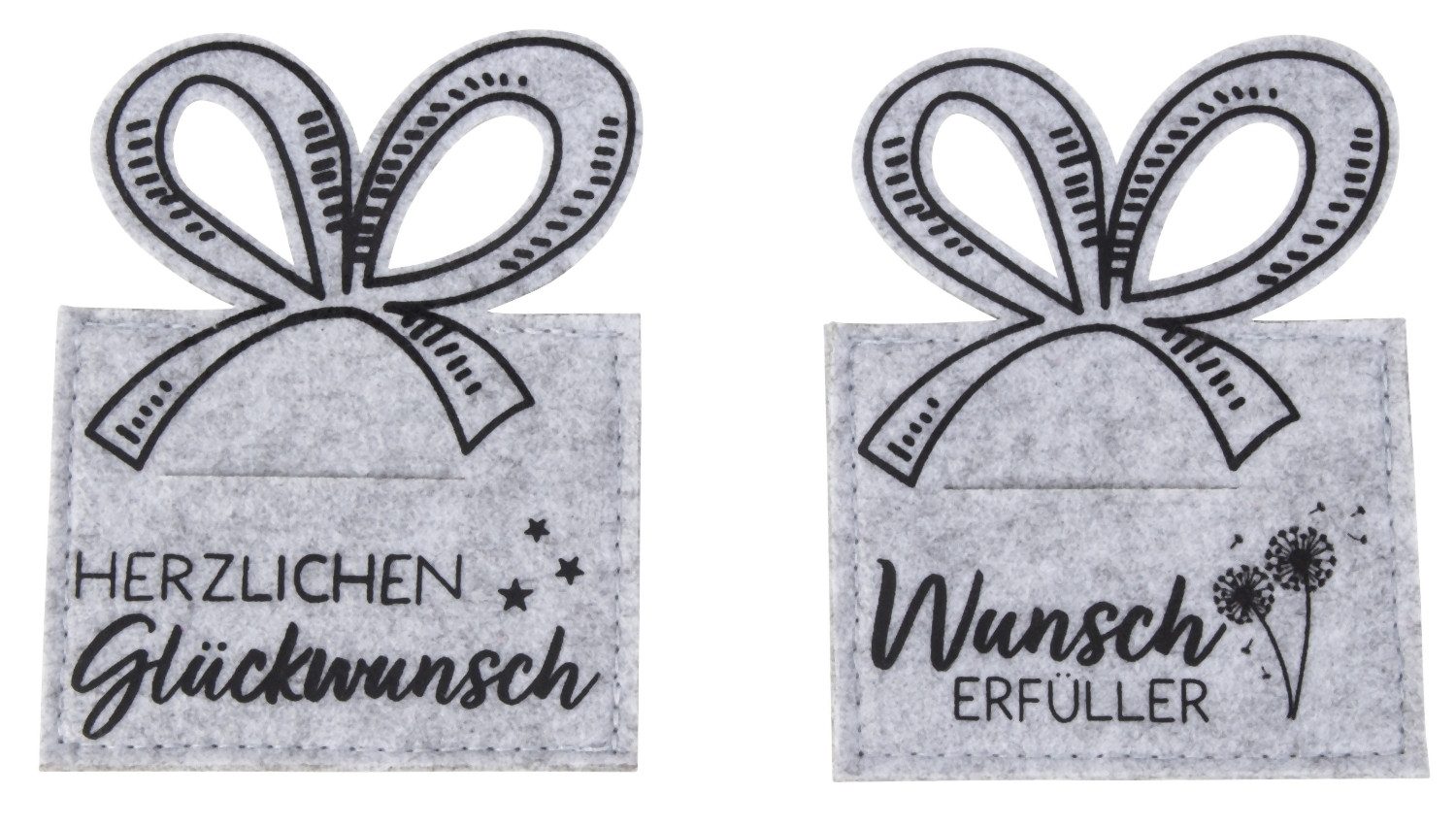 Mel-O-Design Geschenkbox Geldgeschenk Tasche aus Deko Filz (Gutschein Verpackung, im 2er Set), kleines Geschenk für Geburtstag, Hochzeit, Weihnachten