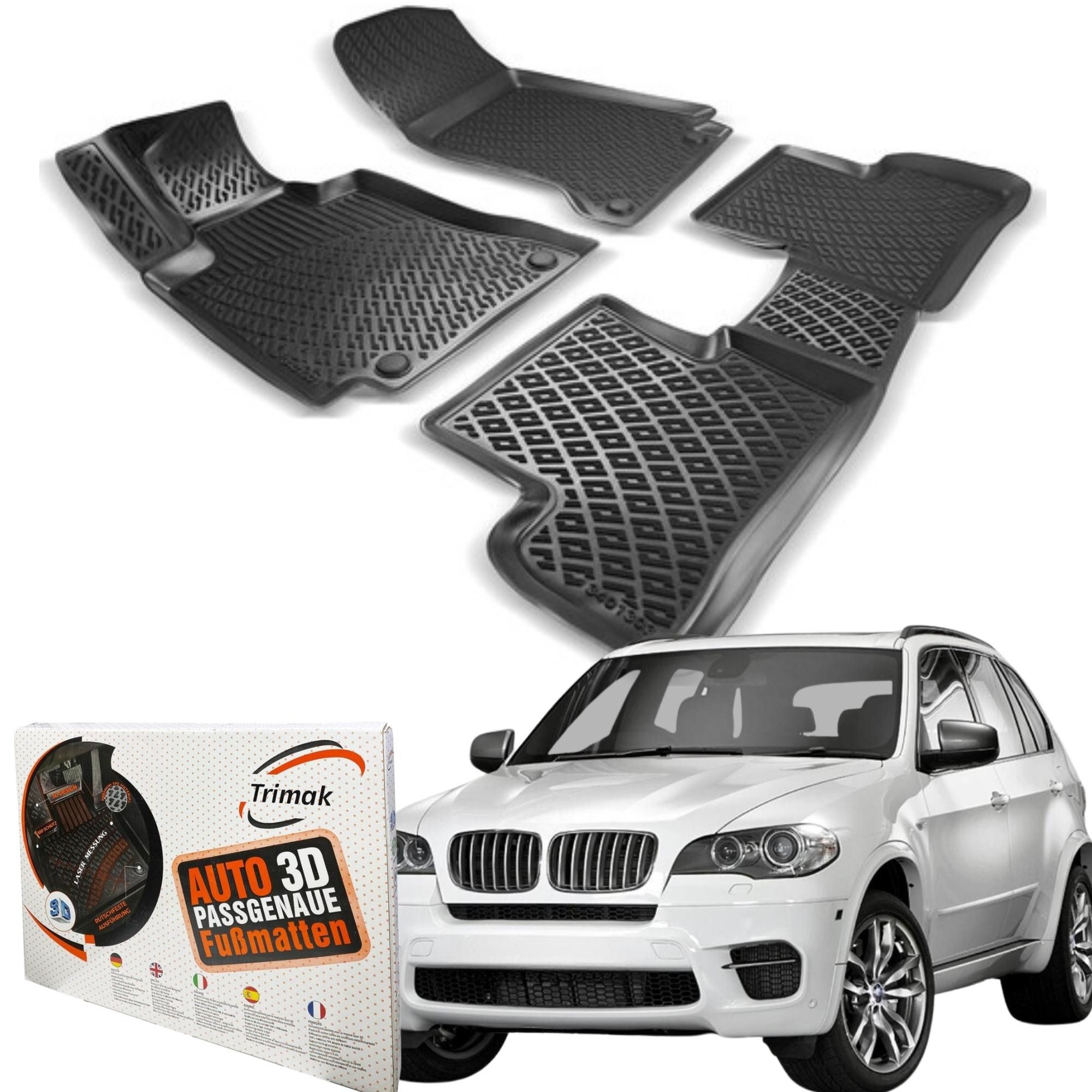 Passform-Fußmatten kompatibel mit BMW X5 E70 2006-2013 3D Auto Gummimatten