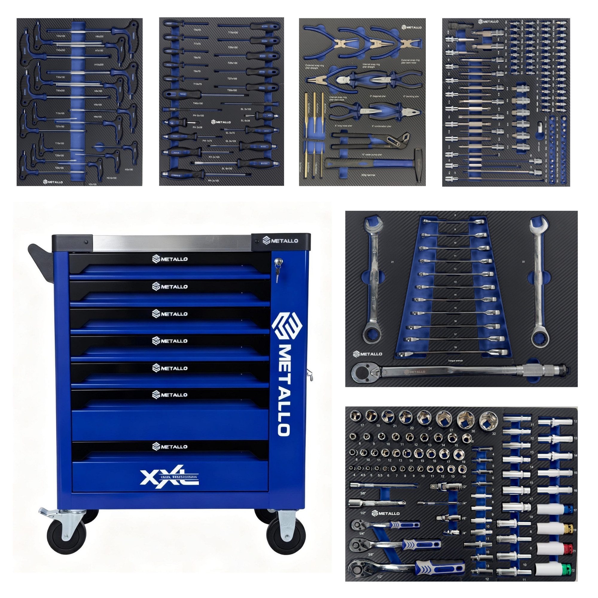 Toolcar Werkzeugwagen Werkstattwagen befüllt & bestückt mit Werkzeug, 7 Sch günstig online kaufen