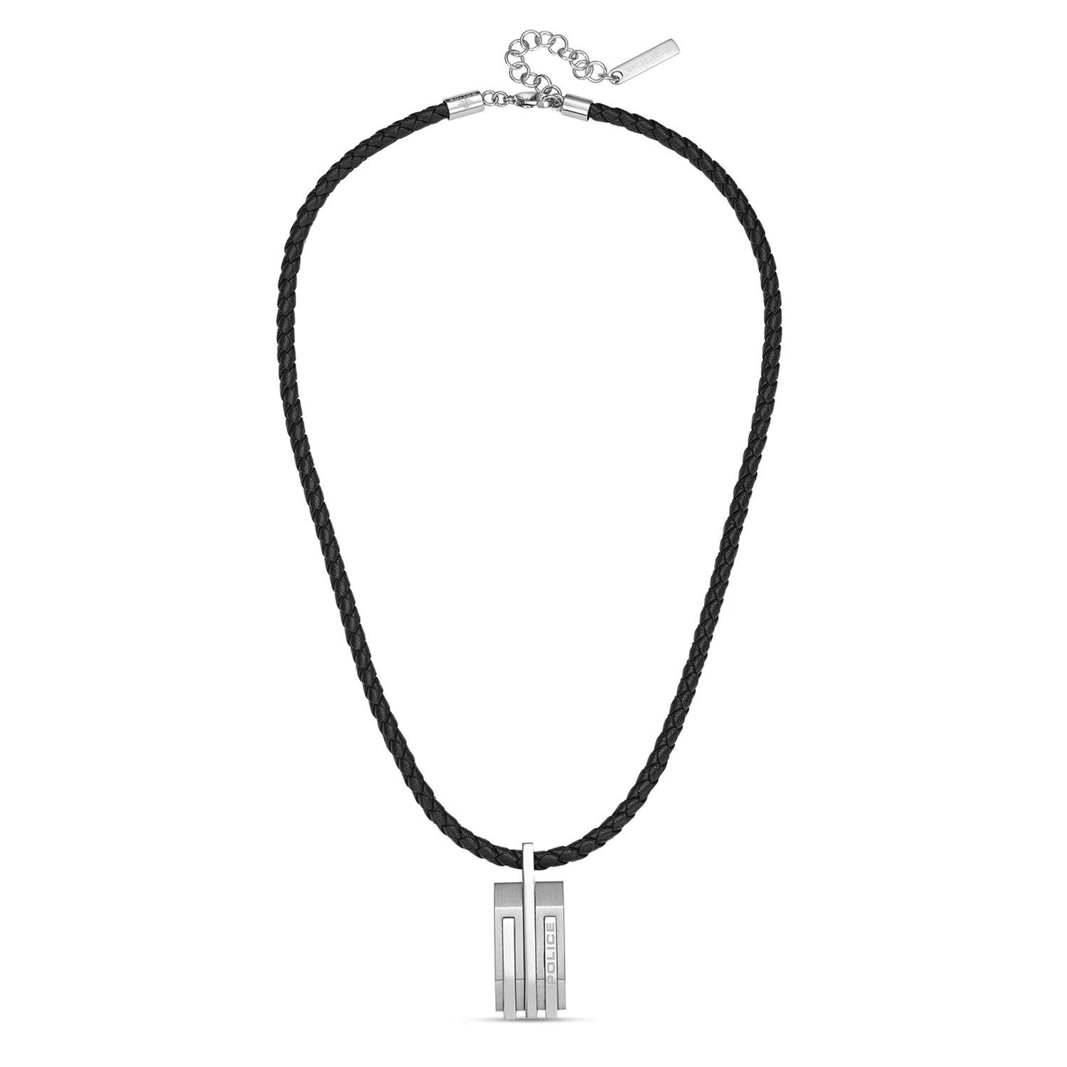 Police Edelstahlkette Gripcord Leder Sch... Police Edelstahlkette Gripcord Leder Sch...