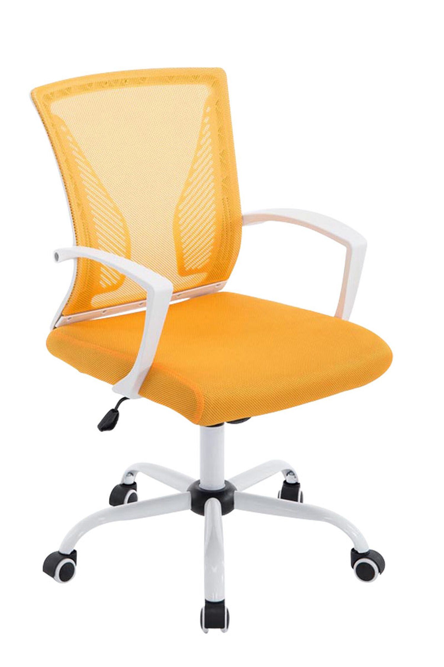 bequemer TPFLiving chrom drehbar Bürostuhl gelb Chefsessel, Trail Sitz: Bürostuhl Netzbezug One (Schreibtischstuhl, Rückenlehne XXL), mit - Drehstuhl, 360° Metall und - höhenverstellbar Gestell: