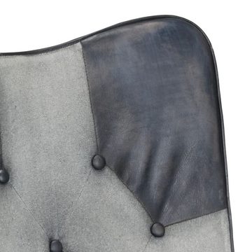 vidaXL Sessel Sessel mit Hocker Grau Echtleder und Canvas (1-St)