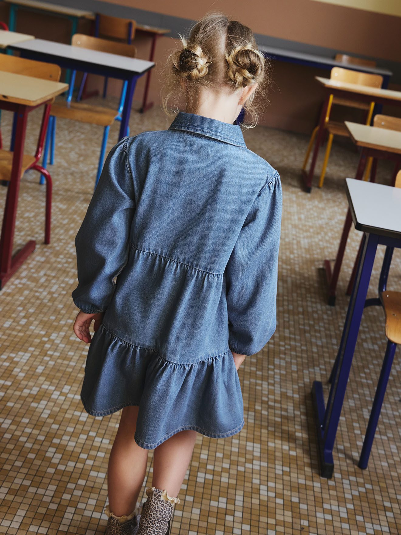 vertbaudet Minikleid Mädchen Kleid aus Light-Denim