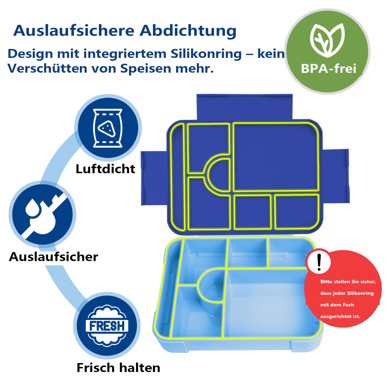 Agger Lunchbox Brotdose Kinder mit Fächern, 1330ML Jausenbox Kinder (Löffel & Gabel), Kinder Brotdose,Kinderfreundliche Verriegelung,BPA-Frei,Auslaufsicher