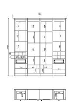 Furn.Design Buffet Hooge (Buffetschrank in weiß Pinie Landhaus, 194 x 207 cm) mit Weinregalen, mit Drehriegelverschluss