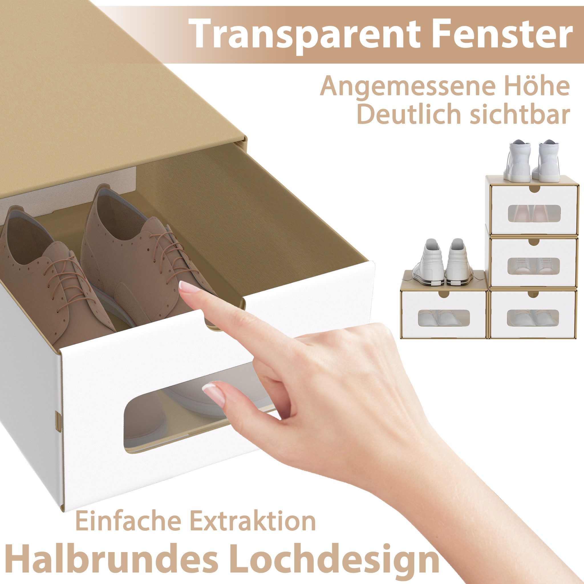 FIVMEN Schuhbox Stapelbar Schuhboxen mit Deckel & Transparent Sichtfenster Praktische (10 St), Stauraum Organizer für Schuhe – Bild 5 von 5