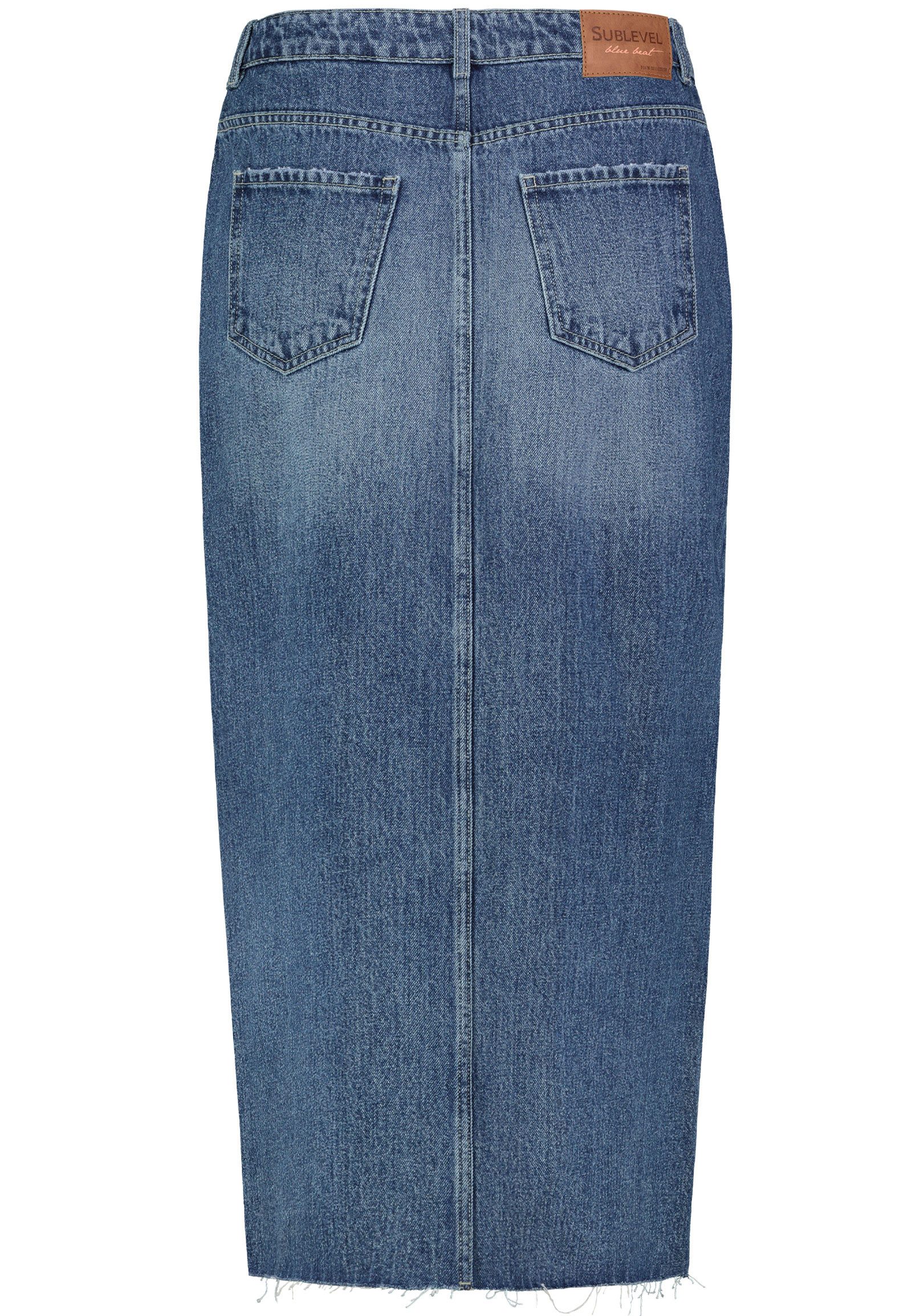 SUBLEVEL Jeansrock Damen Maxi Midi Mini Rock langer Schnitt Denim Stretch – Bild 2 von 5