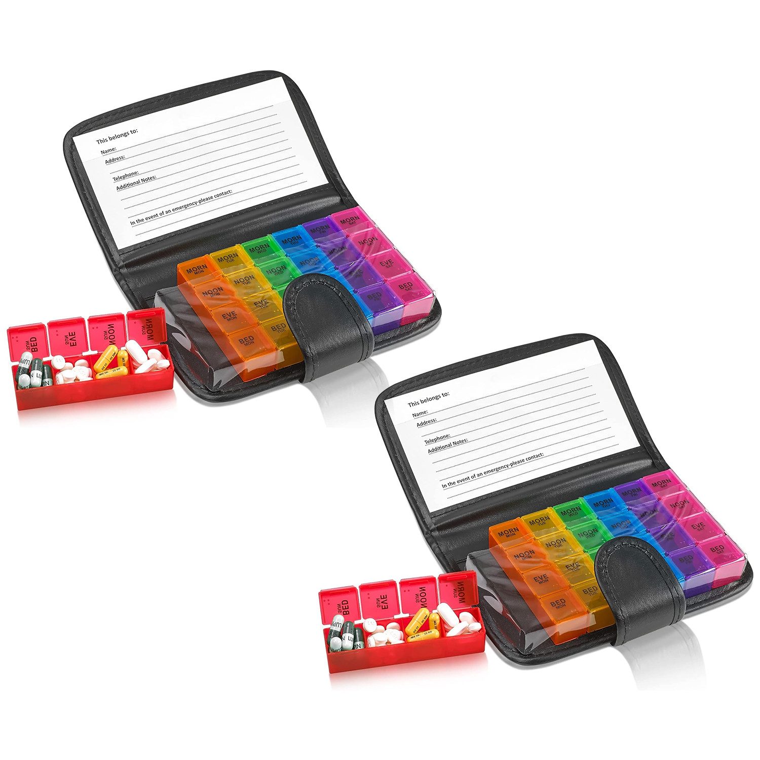 OSTWOLKE Pillendose 2x Tablettenbox 7 Tage luftdicht & lebensmittelecht Medikamentenbox