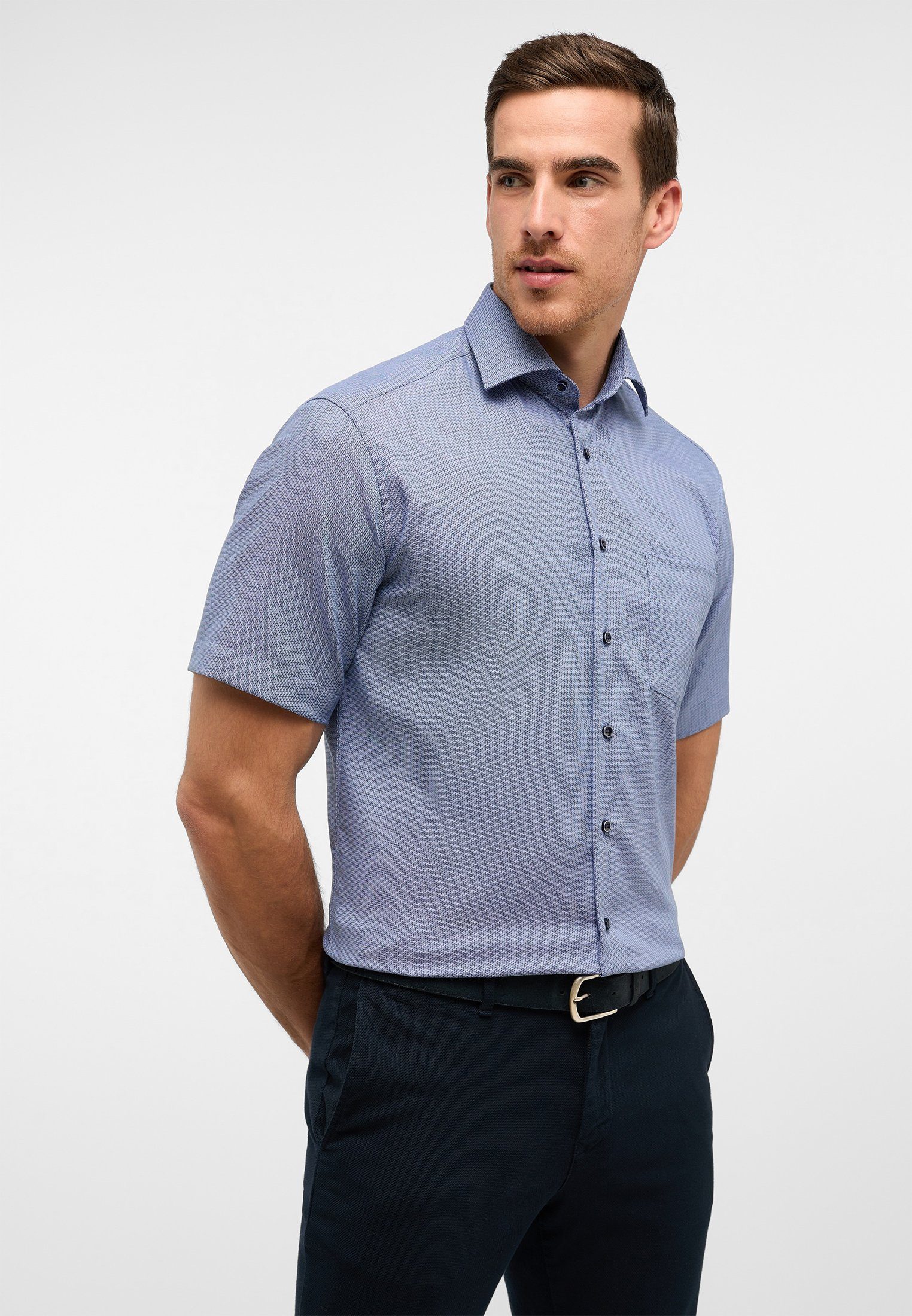 blau Eterna Kurzarmhemd MODERN FIT