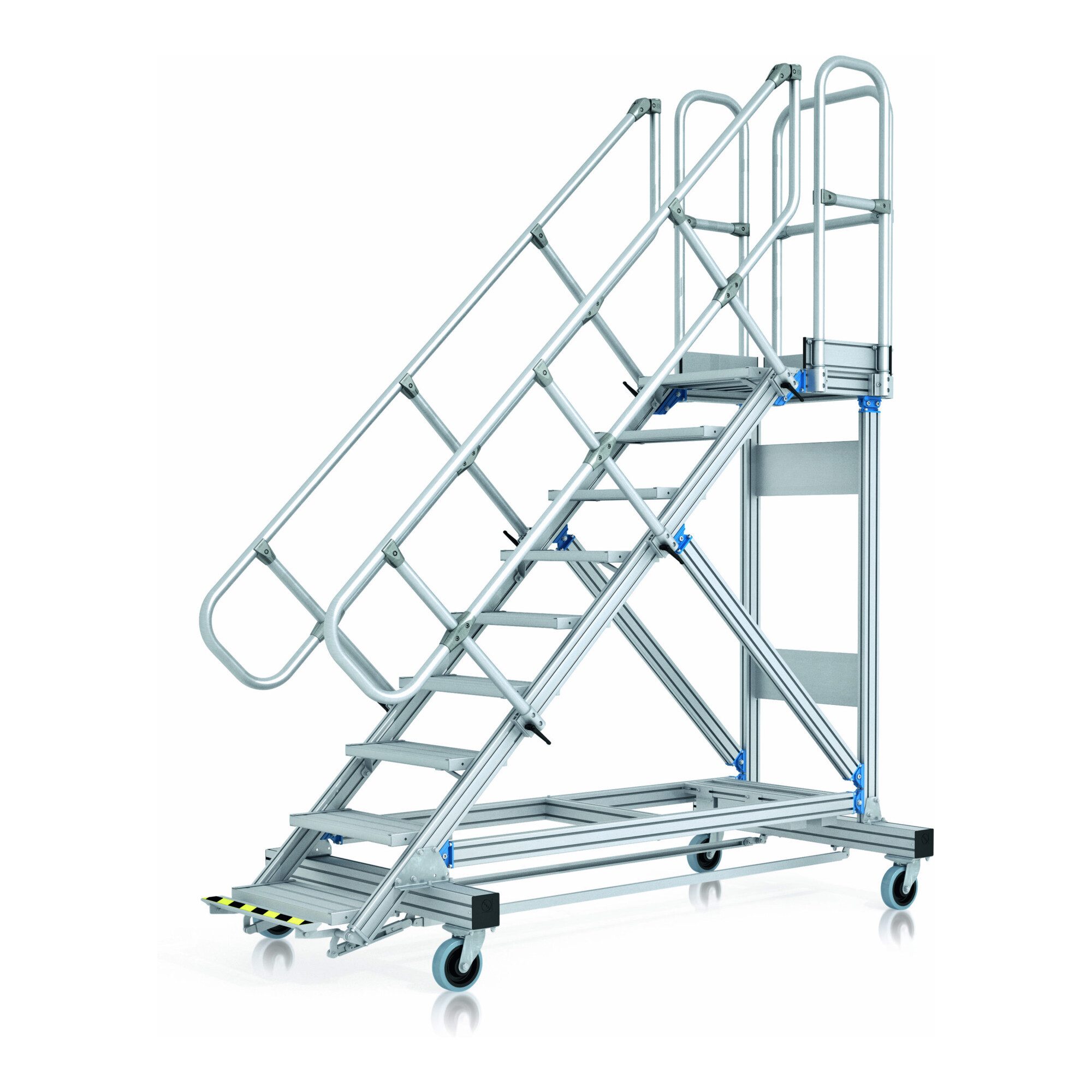 Zarges Treppenstufe ZARGES Plattformtreppe Ergo Stop 45° 14 Stufen, 800 mm breit, Höhe 3.2