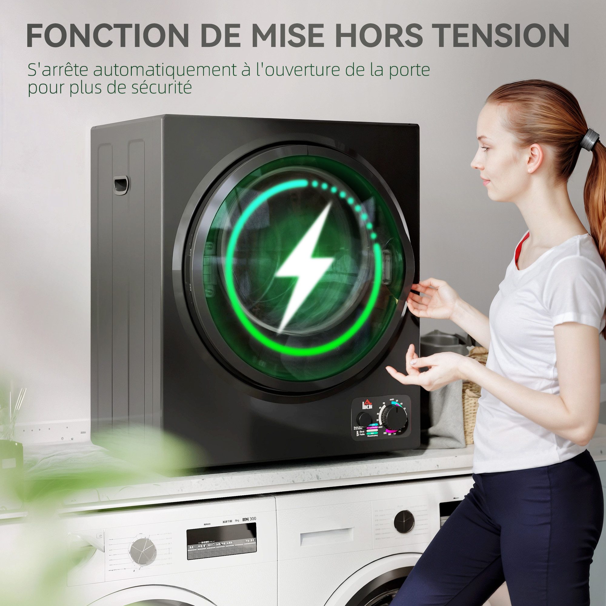 Fyrove Elektrischer Wäschetrockner Tragbarer Wäschetrockner 850W, 33L, 4 Programme, 4 kg feuchte Wäsche, kompakt, für kleine Räume – Bild 5 von 5