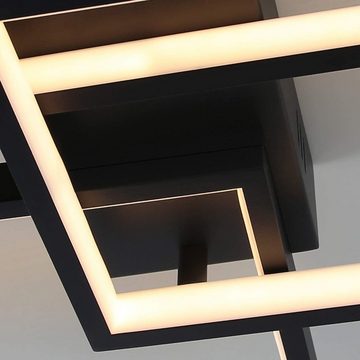 Nettlife LED Deckenleuchte Wohnzimmer Dimmbar mit Fernbedienung Schwarz 63W Metall, LED fest integriert, Warmweiß Neutralweiß Kaltweiß, Schlafzimmer Esszimmer Wohnzimmer Arbeitszimmer Flur Büro