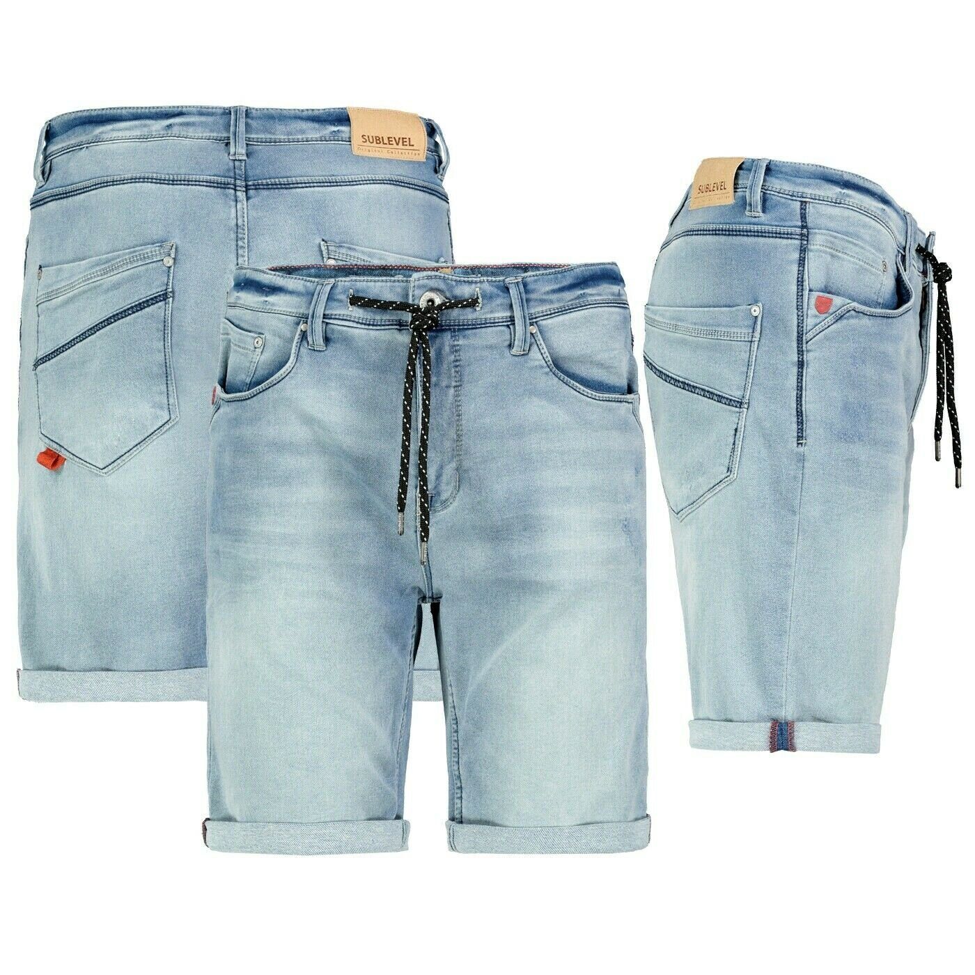 Urban Surface Bermudas Herren Sweat Hell Bermuda Freizeit Blau Shorts Jogging Denim Hose kurze Jeans