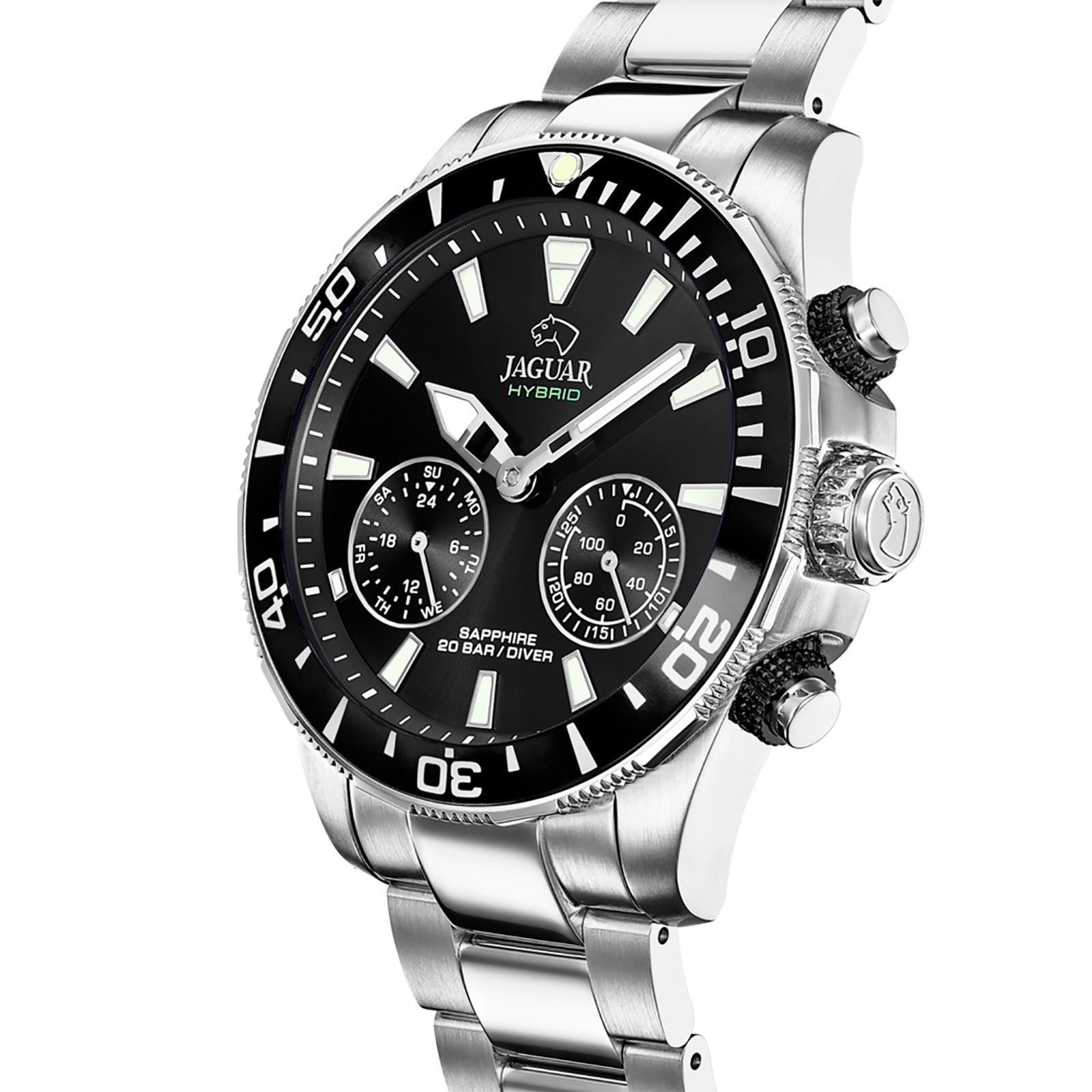 JAGUAR Multifunktionsuhr Jaguar Herrenuhr Edelstahl silber Jaguar, (Multifunktionsuhr), Herren Armbanduhr rund, Edelstahlarmband silber – Bild 2 von 5