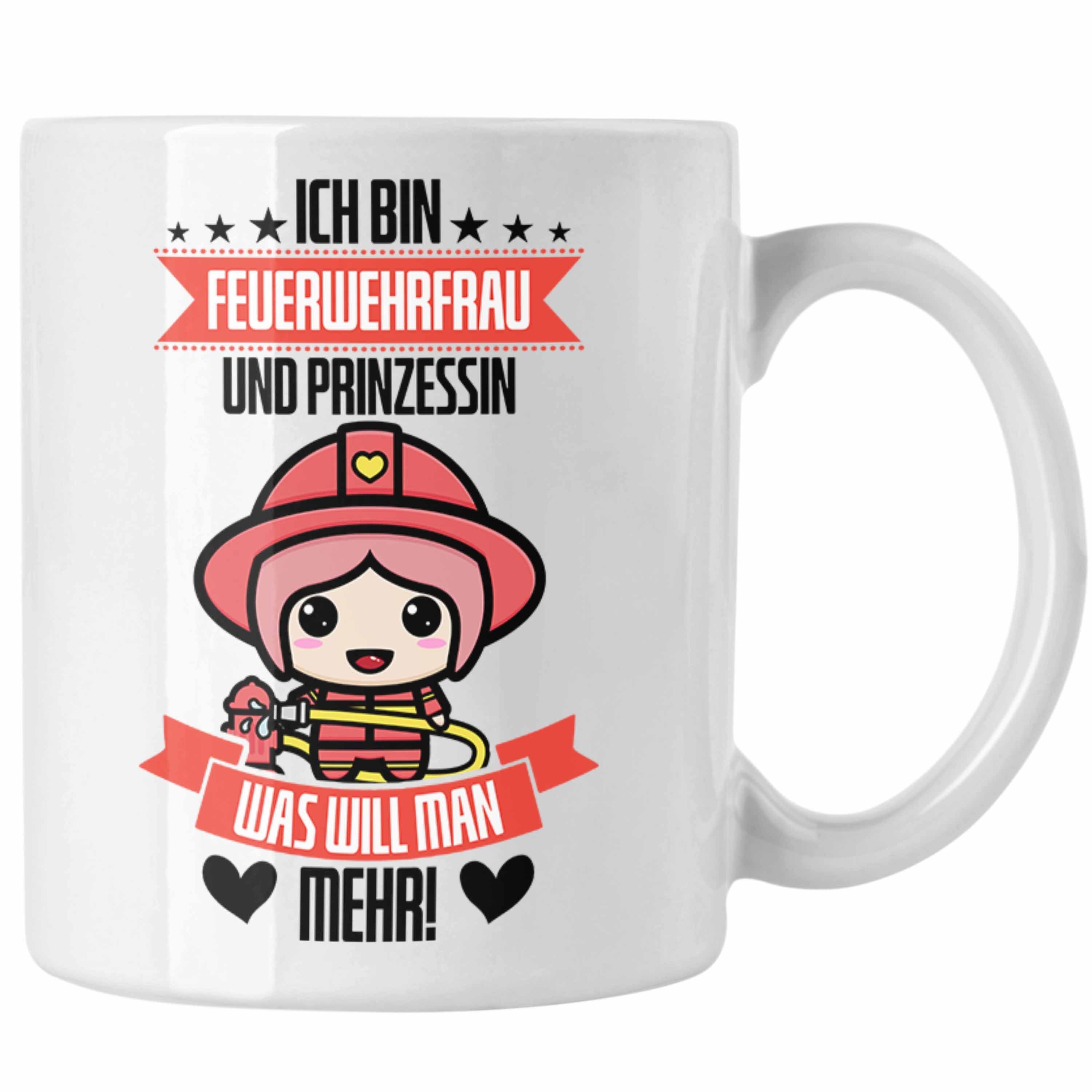 Trendation Tasse Lustige Feuerwehrfrau Tasse Geschenk für Frauen in der Feuerwehr Prinz Weiss