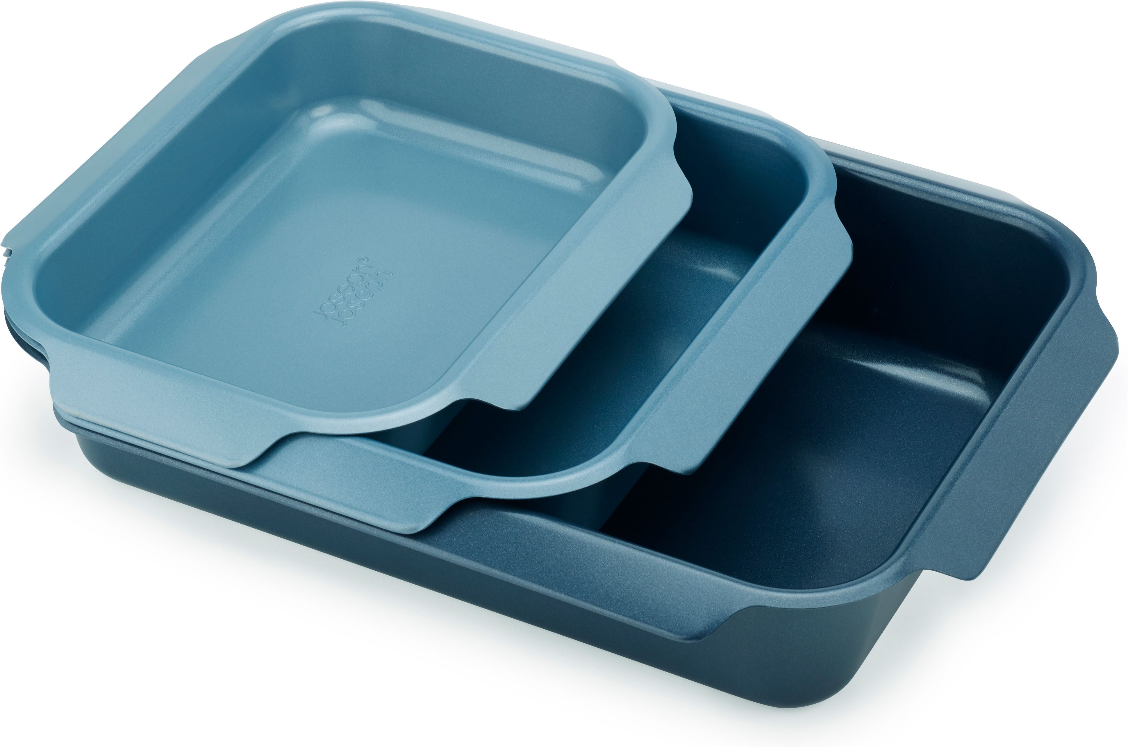 Joseph Joseph Ofenschale Nest Oven Set, 3 stapelbare antihaftbeschichtete Bratbleche, Carbonstahl, (Set, 3-St), Stapelbar