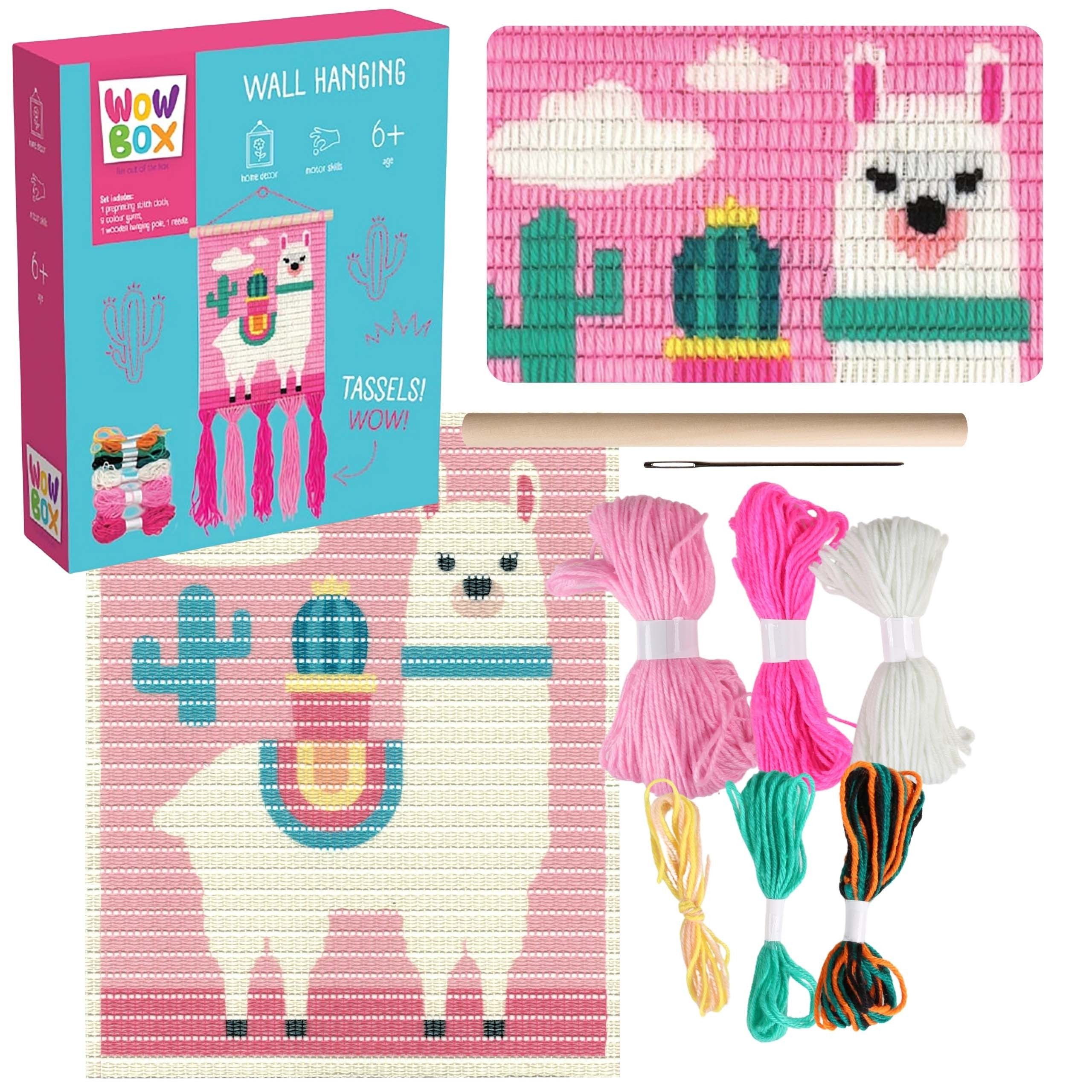 WOW Stickerbuch Wow Box - Makramee Lama Stickerei, Stickereiset kreativer Spaß DIY 6+