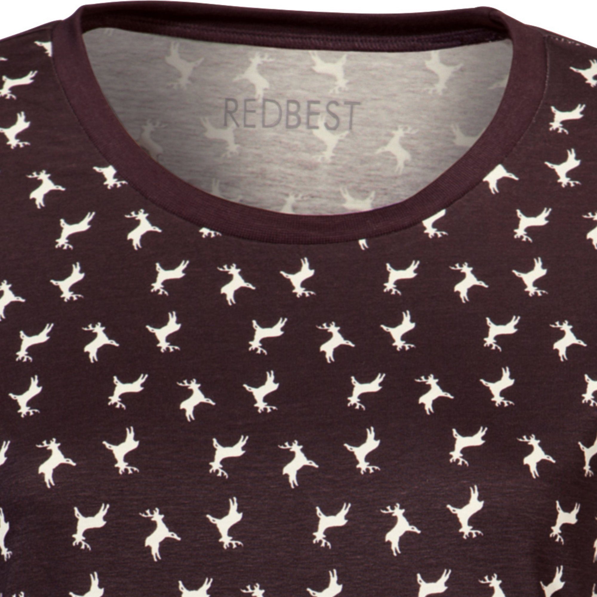 gemustert, Damen-Nachthemd Single-Jersey Tiermotiv Nachthemd REDBEST