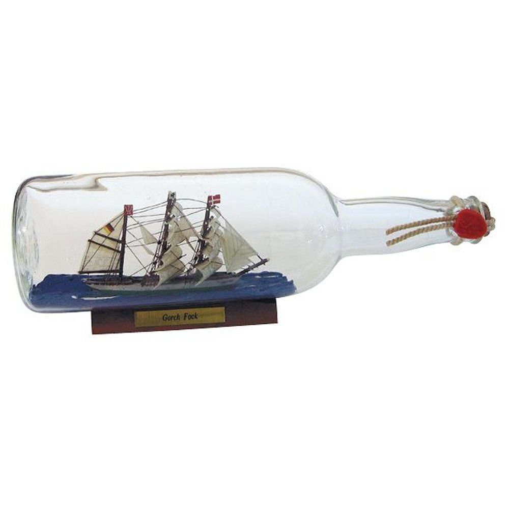 Linoows Dekoobjekt Buddelschiff, Flaschenschiff "Gorch Fock", sewgelschiff in der Rum Flasche 29 cm