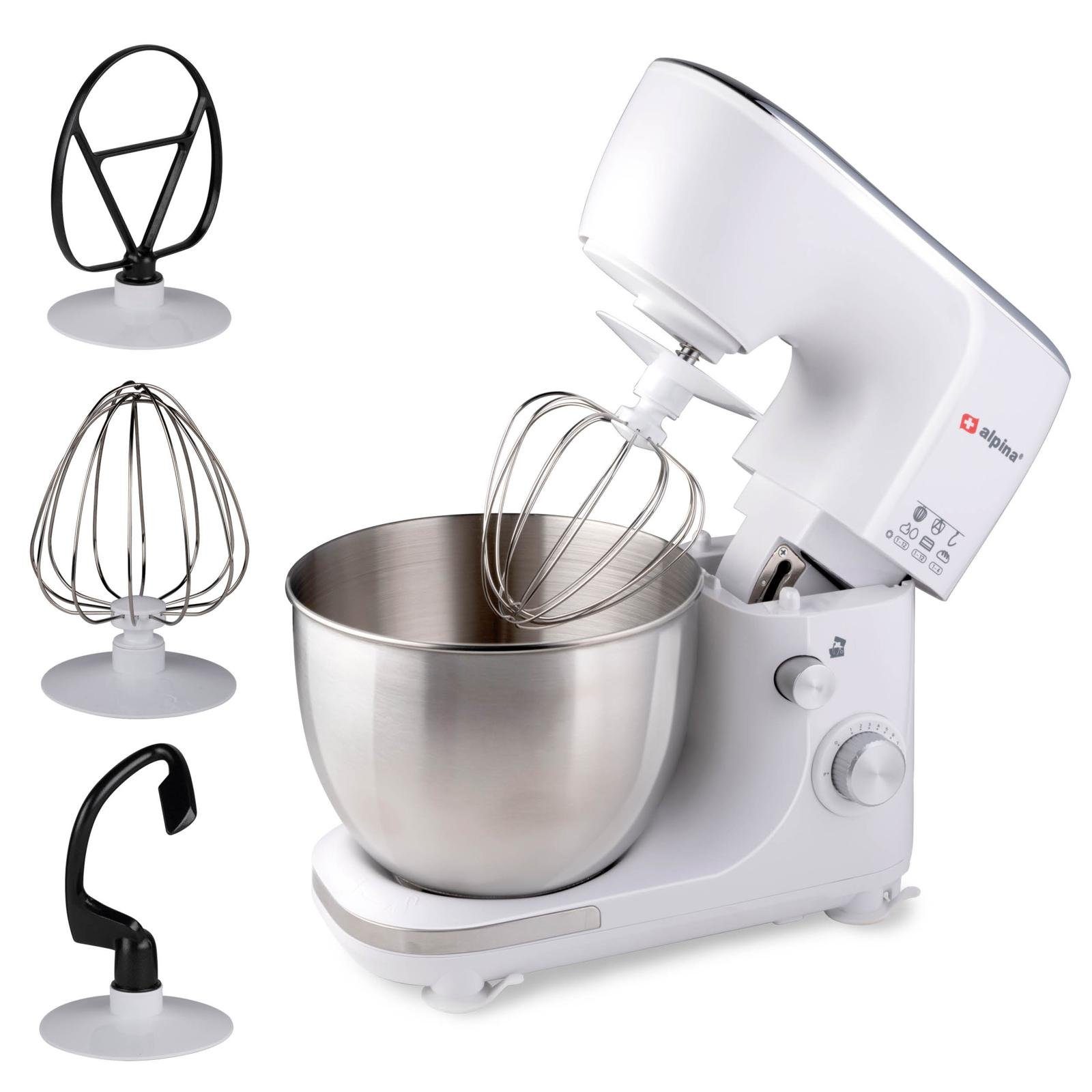*Alpina* Schneebesen Küchenmaschine 5 Liter mit Zubehör, Knetmaschine Rührgerät