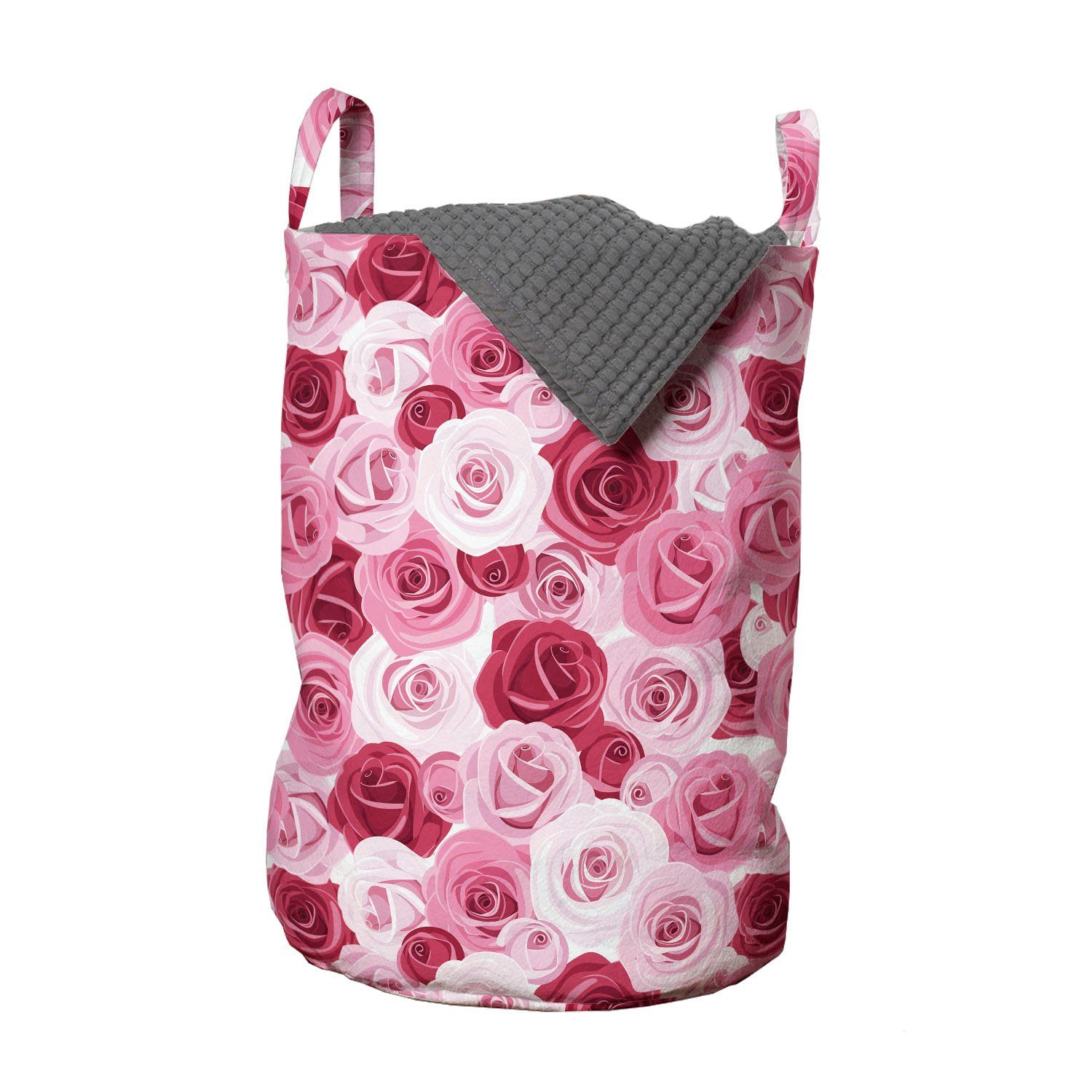 Abakuhaus Wäschesäckchen Wäschekorb mit Griffen Girly für Rose Kordelzugverschluss Blumen Waschsalons, Romantisches