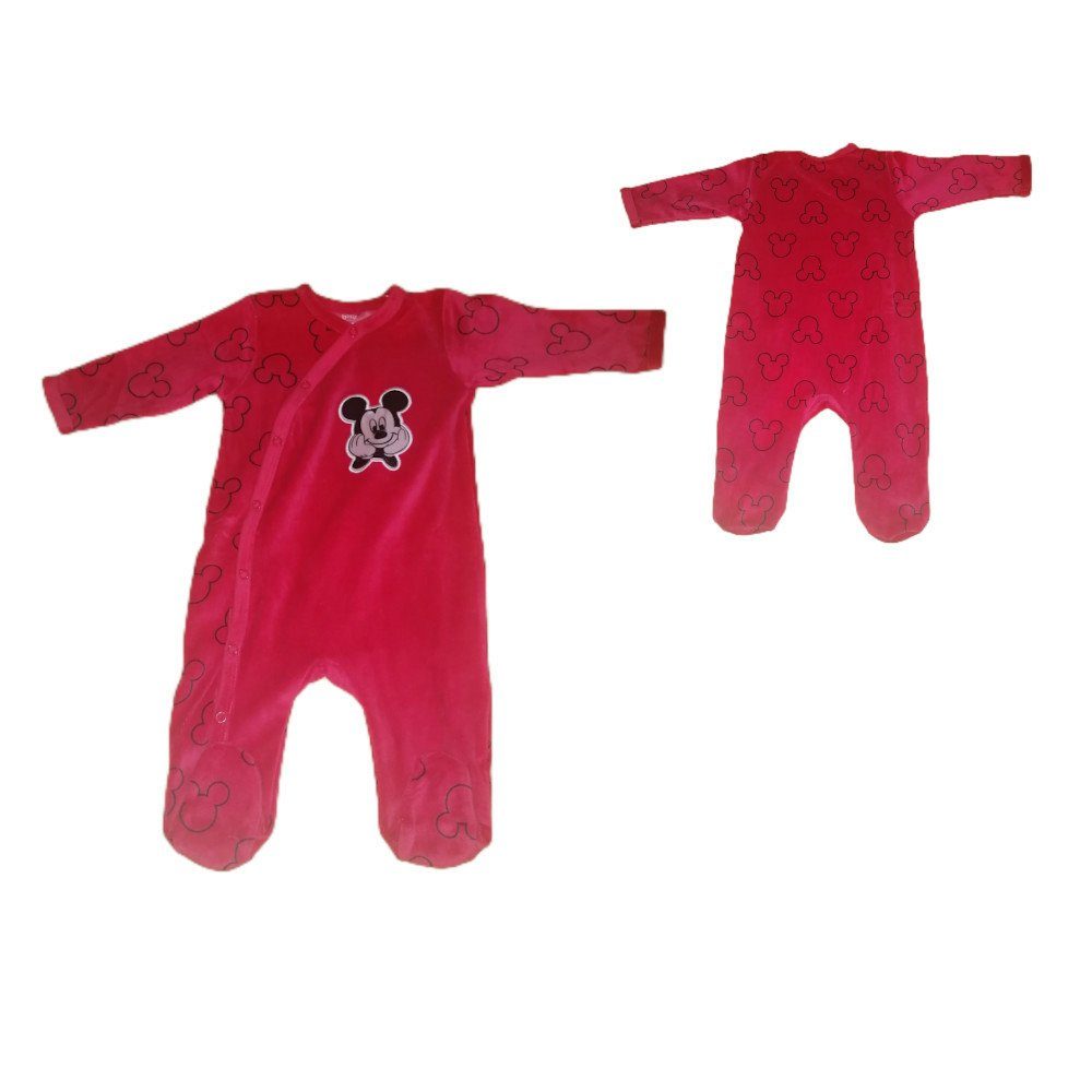 Disney Strampler Mickey Mouse Baby & Kleinkind Strampler, Rot, Velour, Größen 62-92