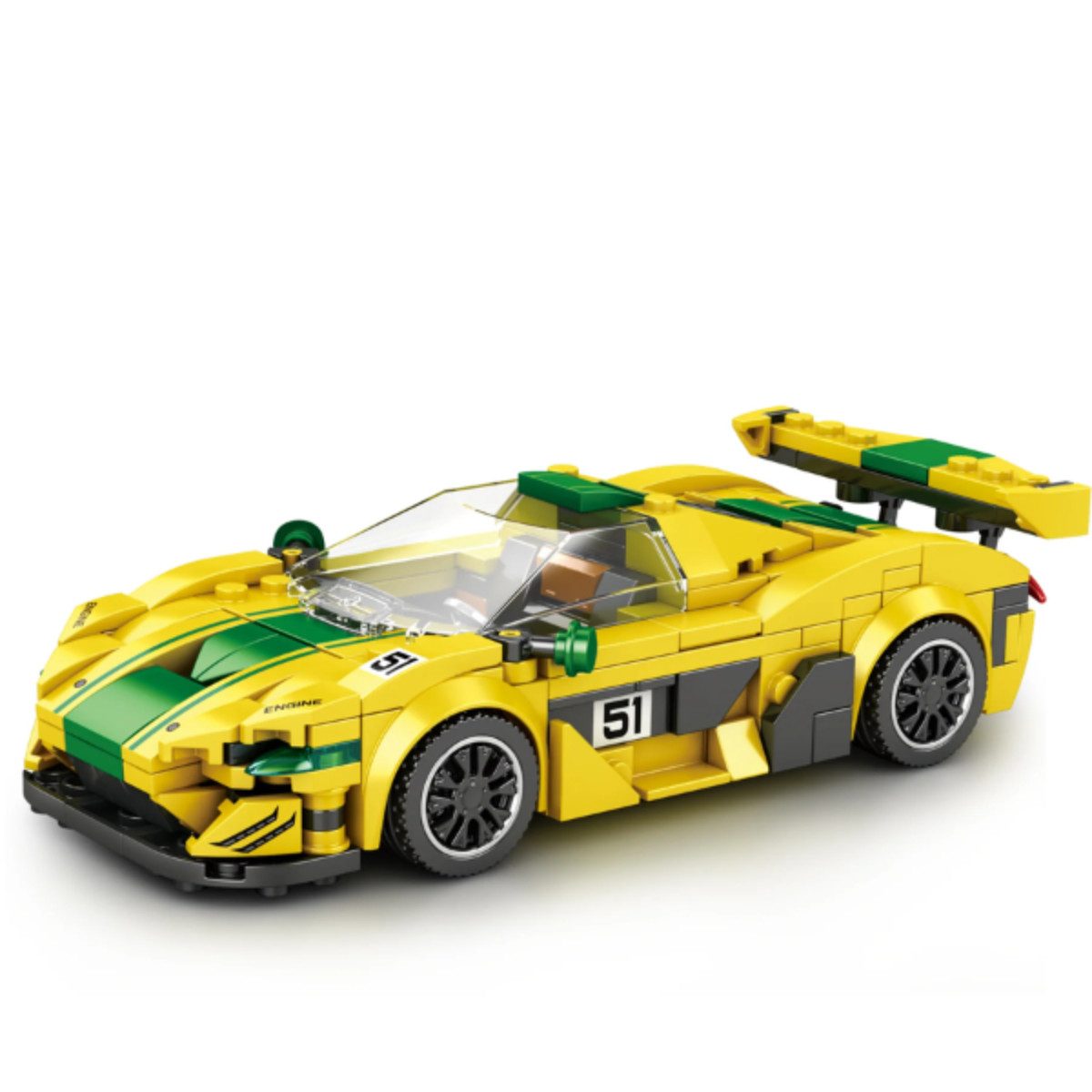 Reobrix 677 Spielbausteine, (Klemmbaustein Set, 368 St., 368-teiliges Fahrzeugmodell), Sportliches Rennwagendesign mit Heckspoiler