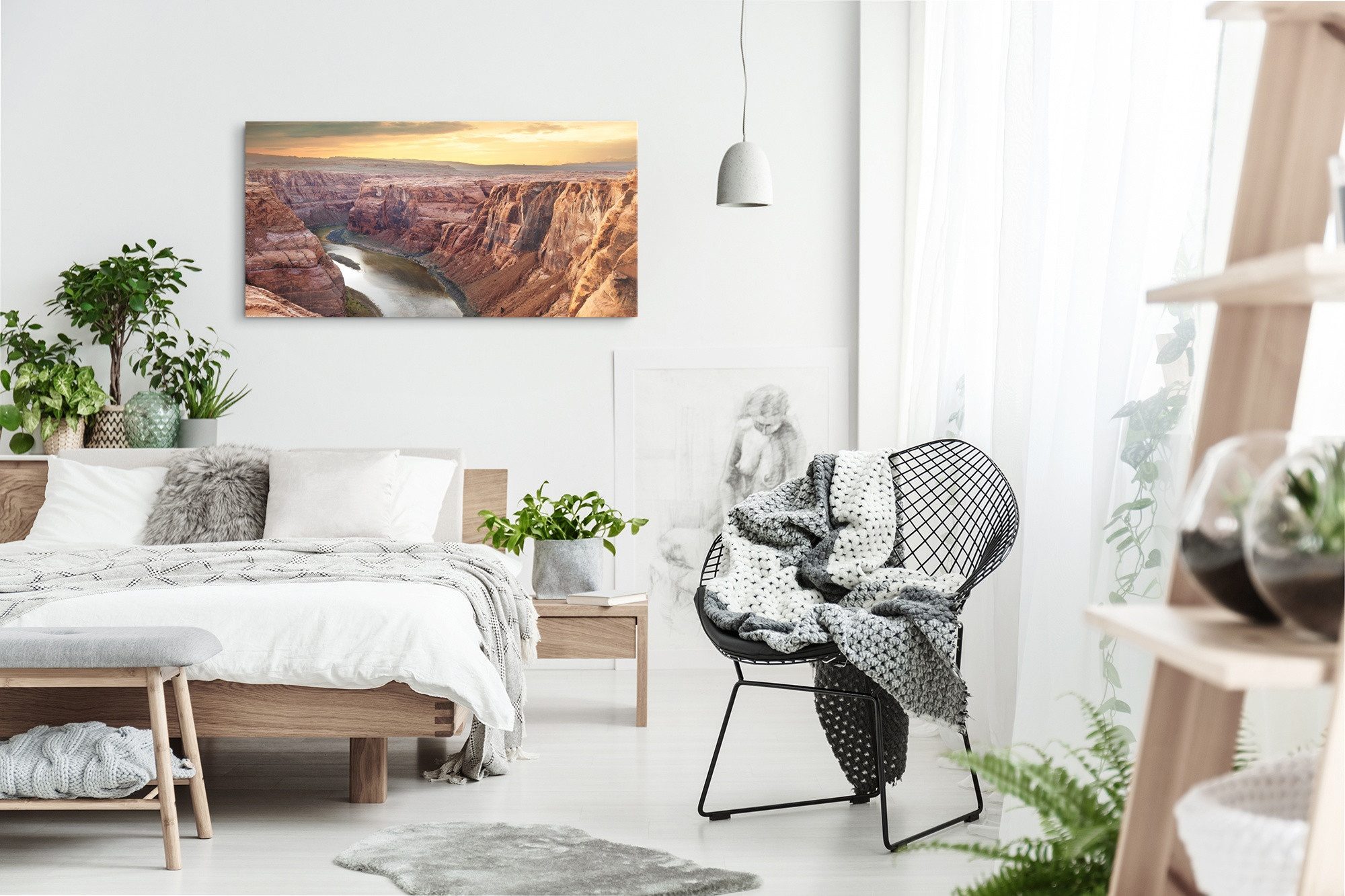 Sinus Art Leinwandbild Kunstdruck Bilder 120x60cm Colorado River USA Grand Canyon Schlucht So, (1 St)