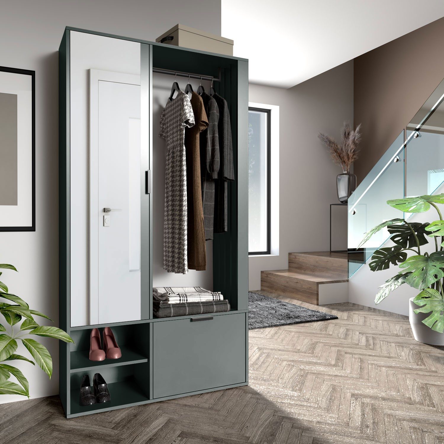 ALLHOUSE24 Garderoben-Set Garderobe OLI mit Spiegel günstig online kaufen
