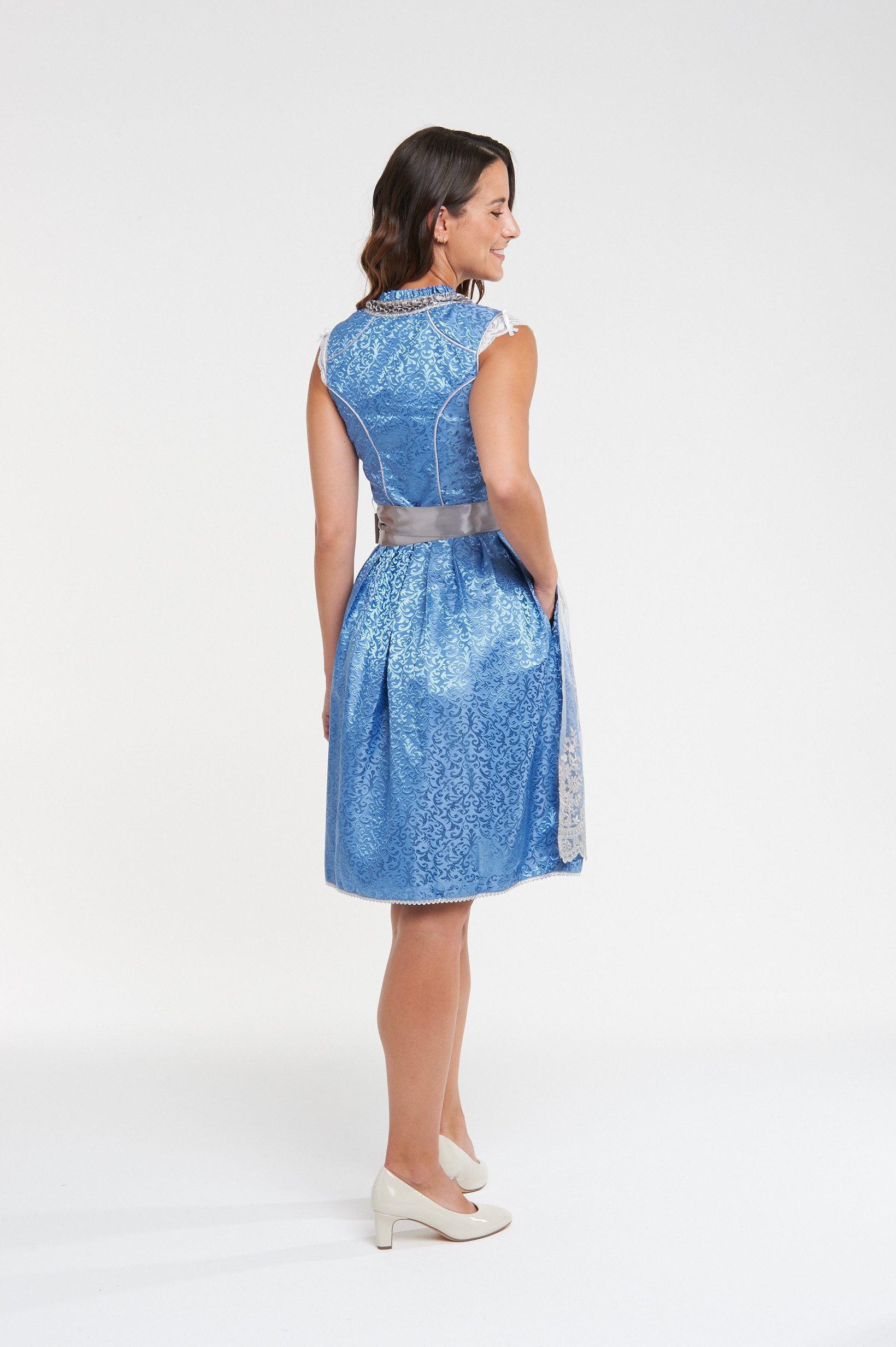 Alpenmärchen Dirndl Dirndl Stella in Blau und Silber - ALM960