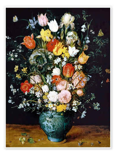 Posterlounge Poster Jan Brueghel d.Ä., Blumenstrauss in blauer Vase, Malerei