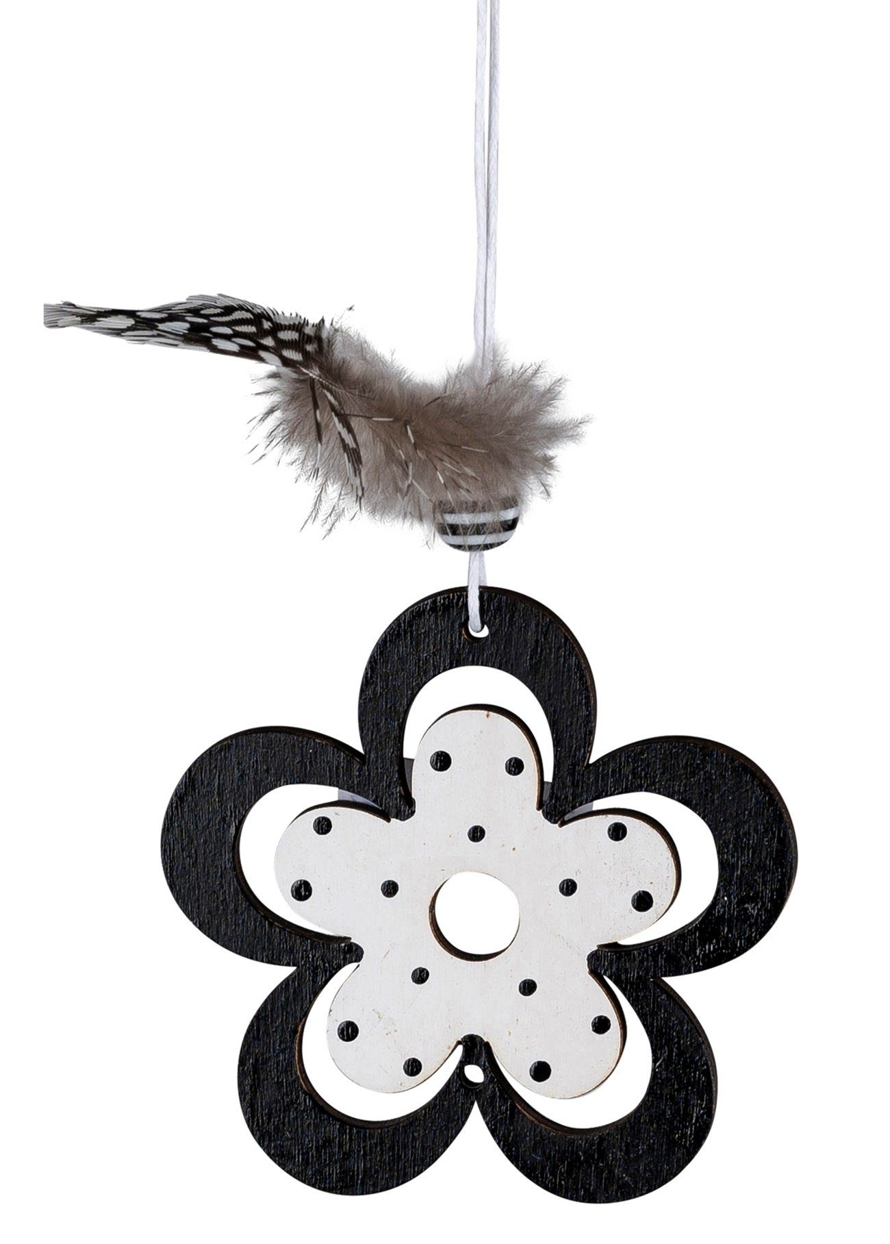 dekojohnson Hängedekoration Fenster-Girlande-Blume Hängedeko schwarz-weiß 15cm