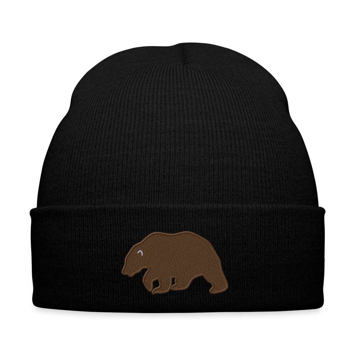 Spreadshirt Beanie Braunbär Bär Silhouette Stickerei Bestickte Wintermütze (1-St)
