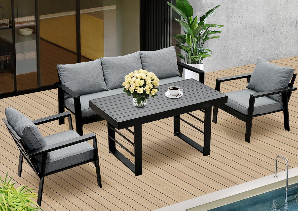 MeXo Gartenlounge-Set Gartenmöbel Set Aluminium 5-6 Personen, wetterfest, ( günstig online kaufen