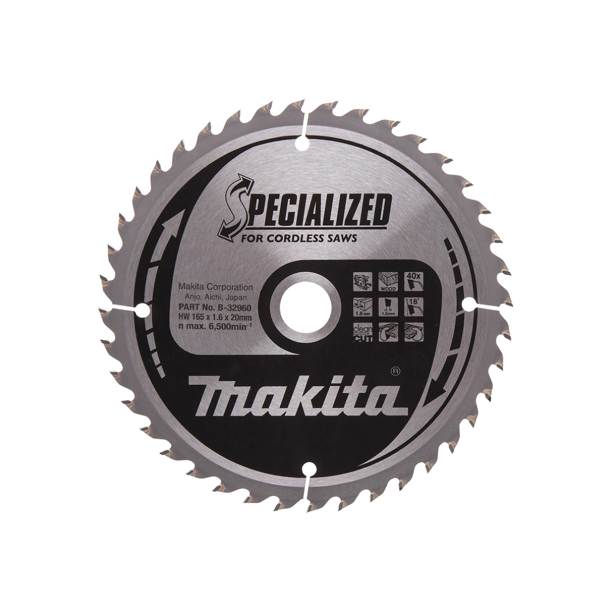 Kreissägeblatt Makita Sägeblatt SPECIALIZED 165x20x40Z