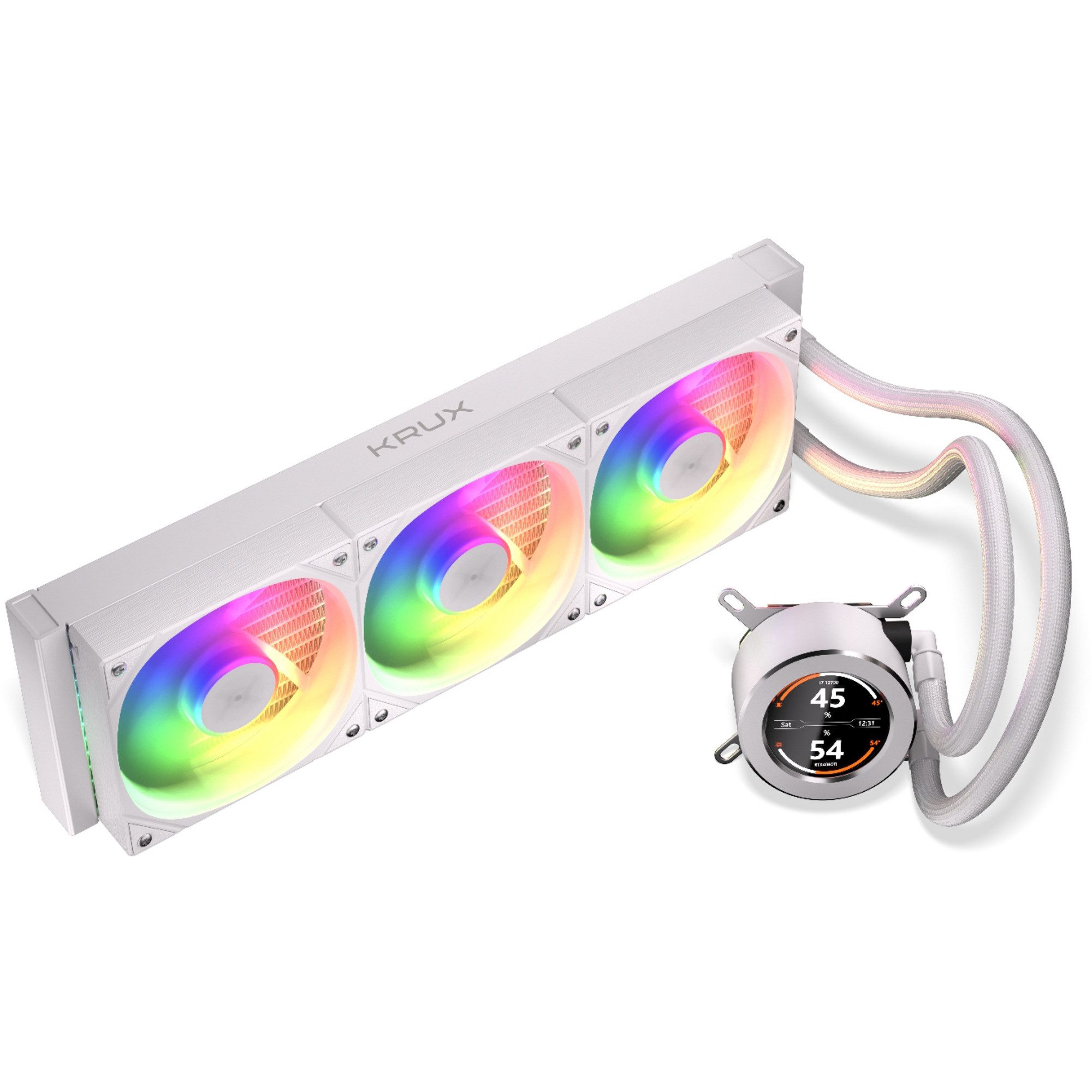 Krux CPU Kühler Krux HydroGlance 360 LCD White, Wasserkühlung