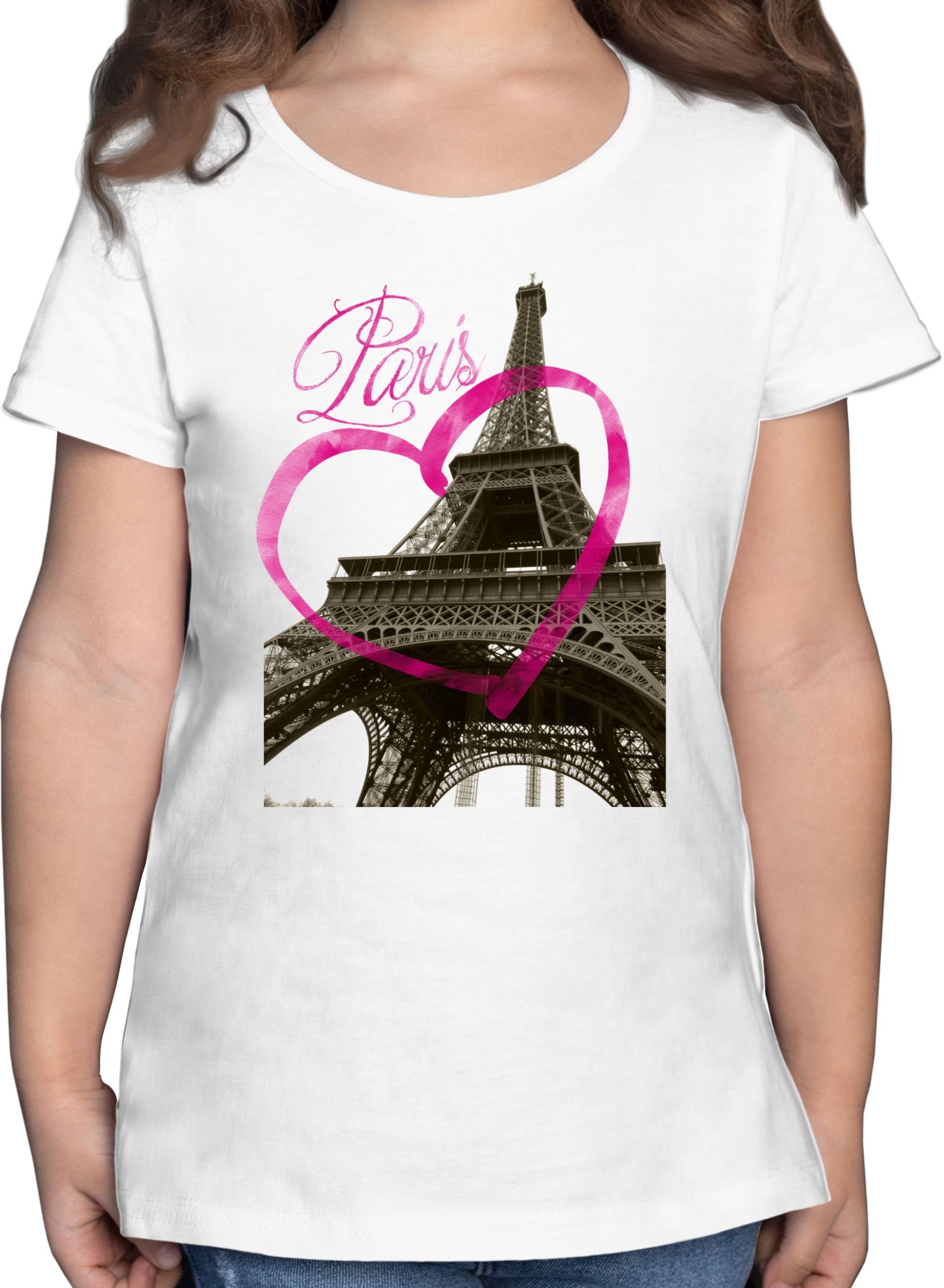 Wappen I Länder Kinder Shirtracer love Paris T-Shirt Weiß 1
