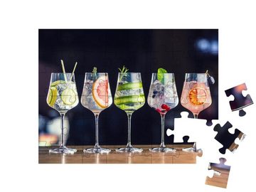 puzzleYOU Puzzle Fünf verschiedene Gin-Tonic-Cocktails, 48 Puzzleteile, puzzleYOU-Kollektionen Getränke, 500 Teile, Cocktails, 2000 Teile