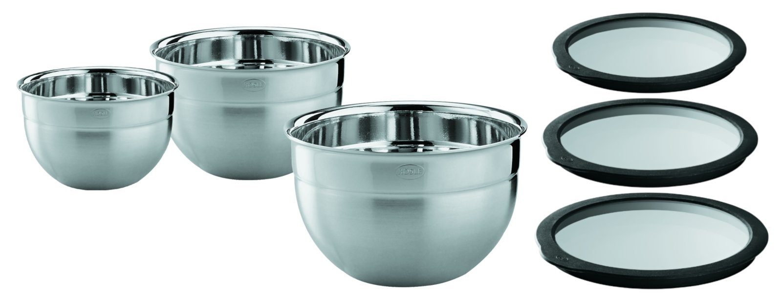 RÖSLE Schüssel Schüssel-Set mit Frischhaltedeckel aus Glas, Edelstahl / Glas / Silikon, (Schüsseln & Schalen)